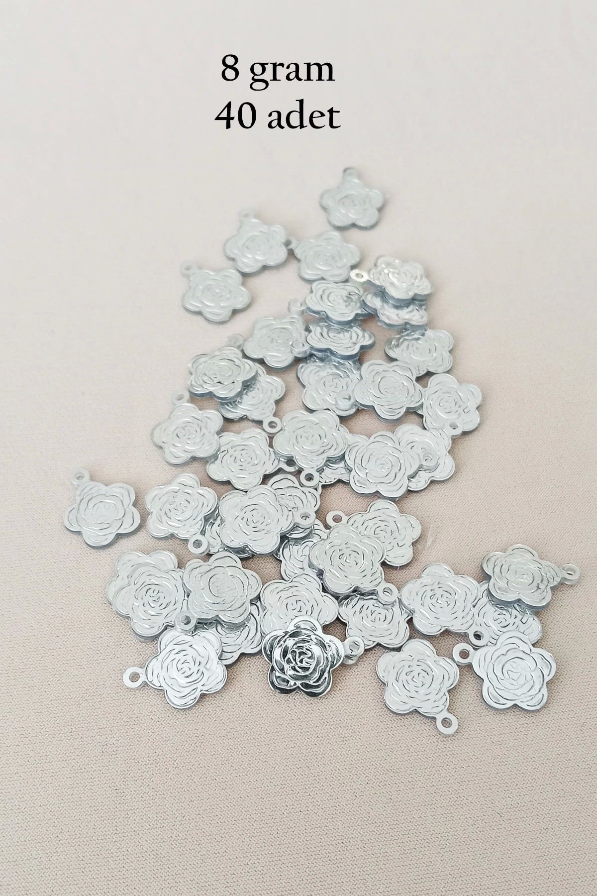 Royaleks Oya Abiye Bileklik Kolye Pleksi Metalik Plastik Pul Gümüş Renk 8 gram 40 adet - BNC524