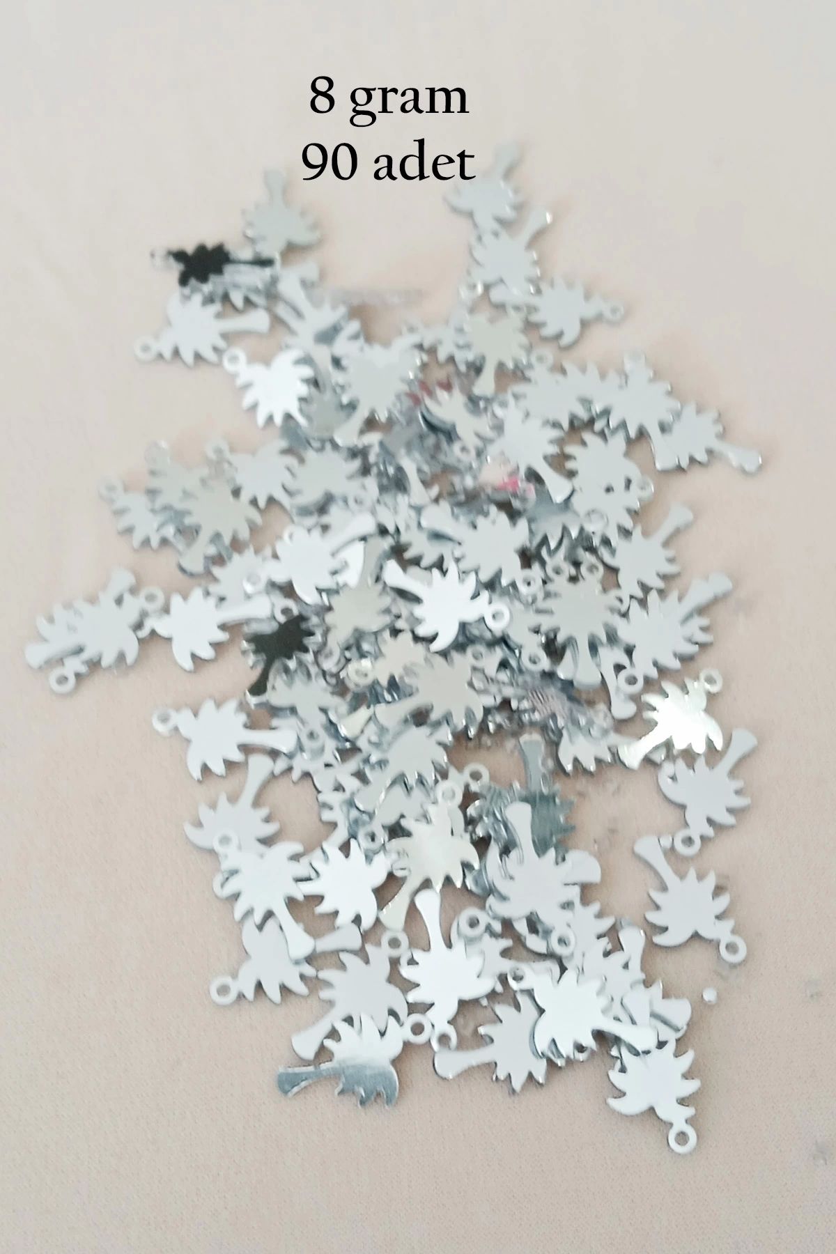 Royaleks Oya Abiye Bileklik Kolye Pleksi Metalik Plastik Pul Gümüş Renk 8 gram 90 adet - BNC506