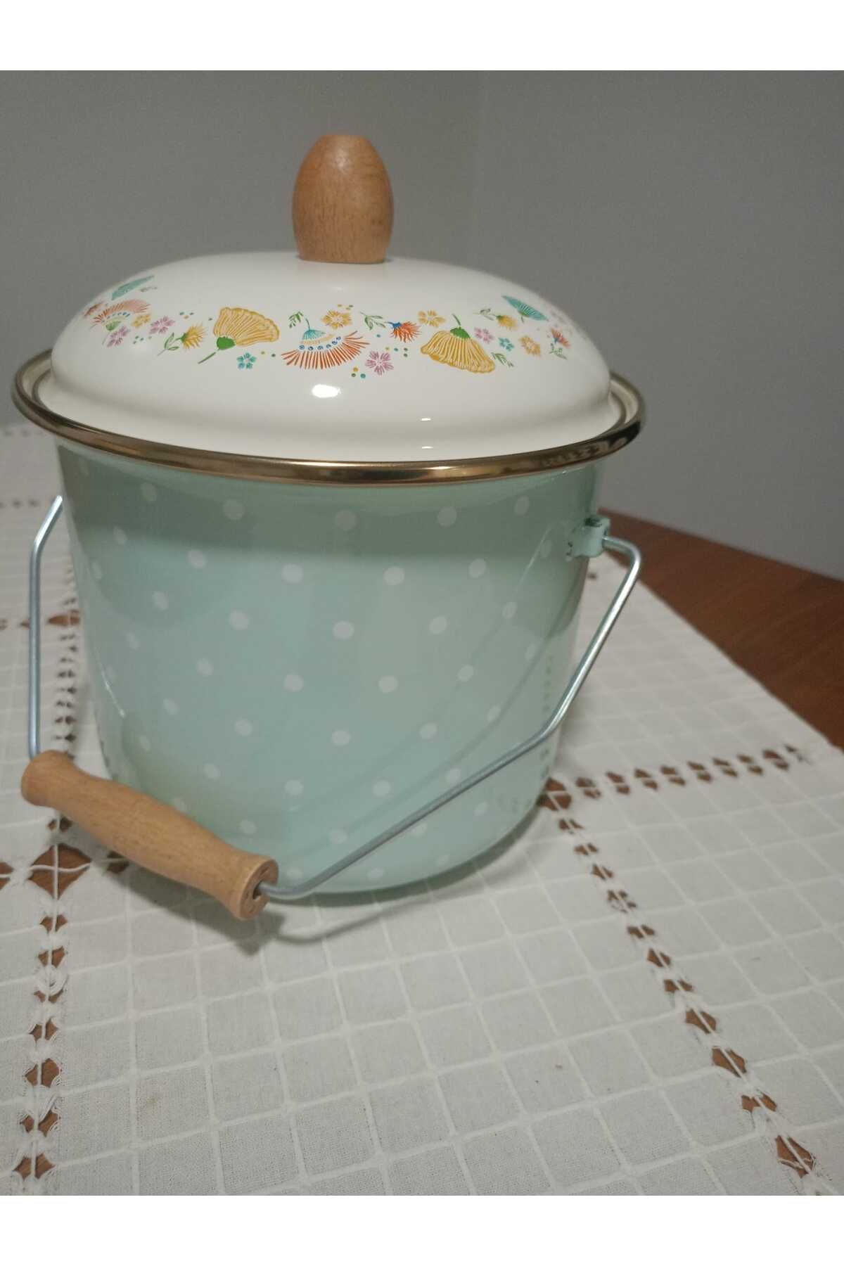 ÖNEM EV TEKSTİL EMAYE BAKRAÇ 18cm MİNT YEŞİL PUANTİYELİ BAKRAÇ