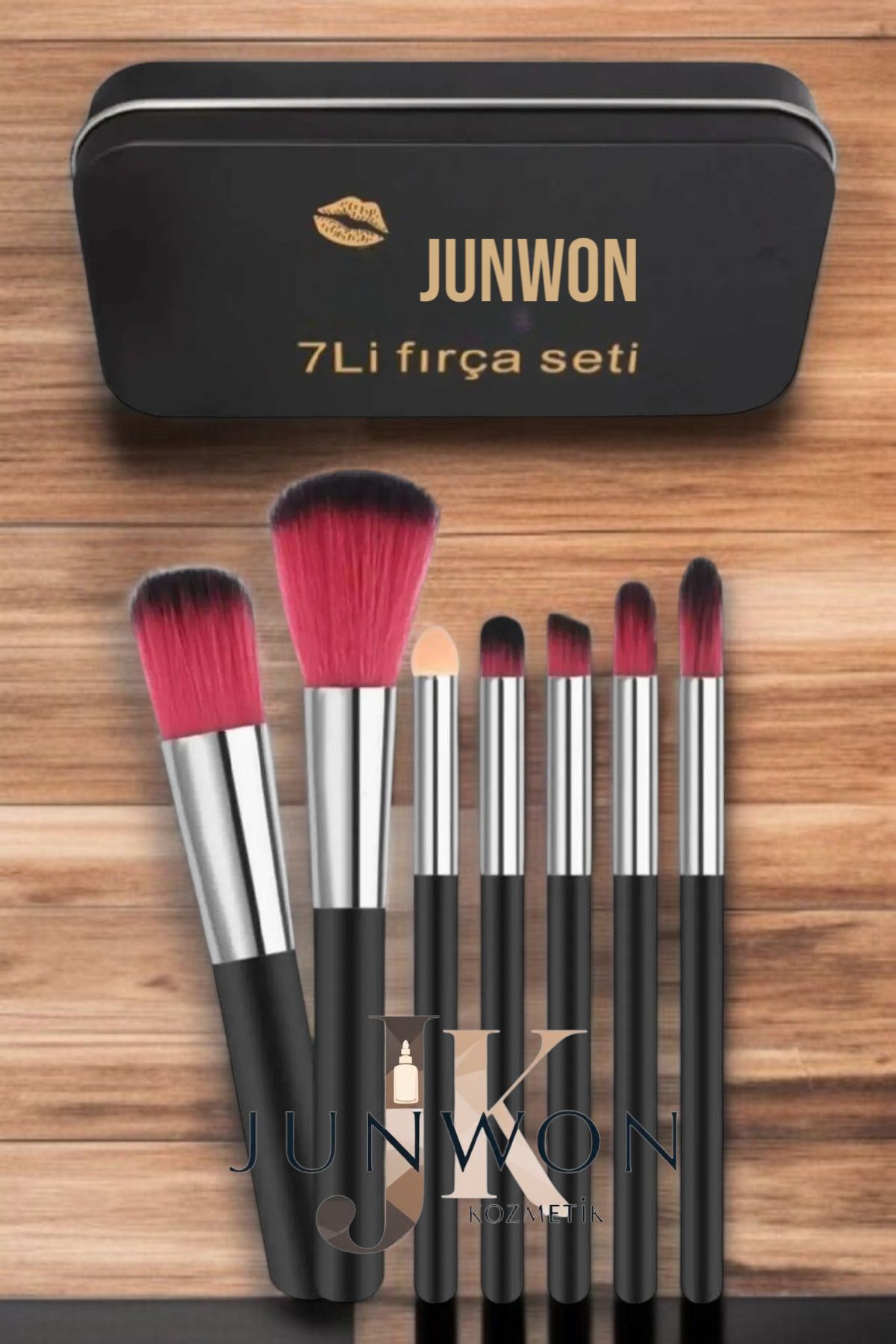 junwon Kutulu metal siyah 7'li Fırça Seti