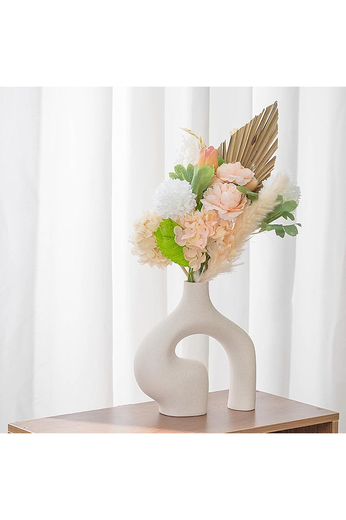 Generic-White Ceramic Vases Set of 2, Irregular Modern Pampas Flower Vase, Matte Minimalist Nordic Boho Ins 7
