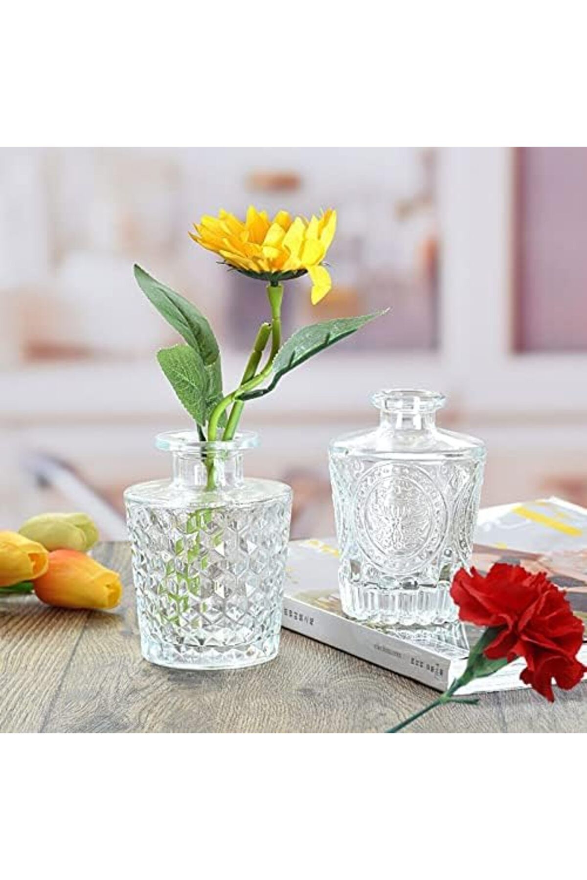 Generic-O9 O-NINE Set of 10 Glass Bud Vases, Small Vases for Flowers, Clear Single Bud Vases in Bulk, Mini D 8