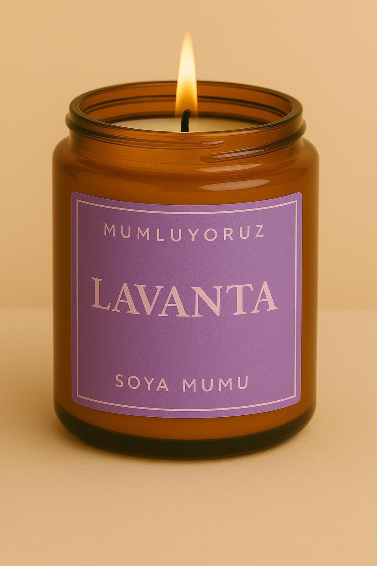 Home Lavanta Kokulu Amber Kavanoz Mum