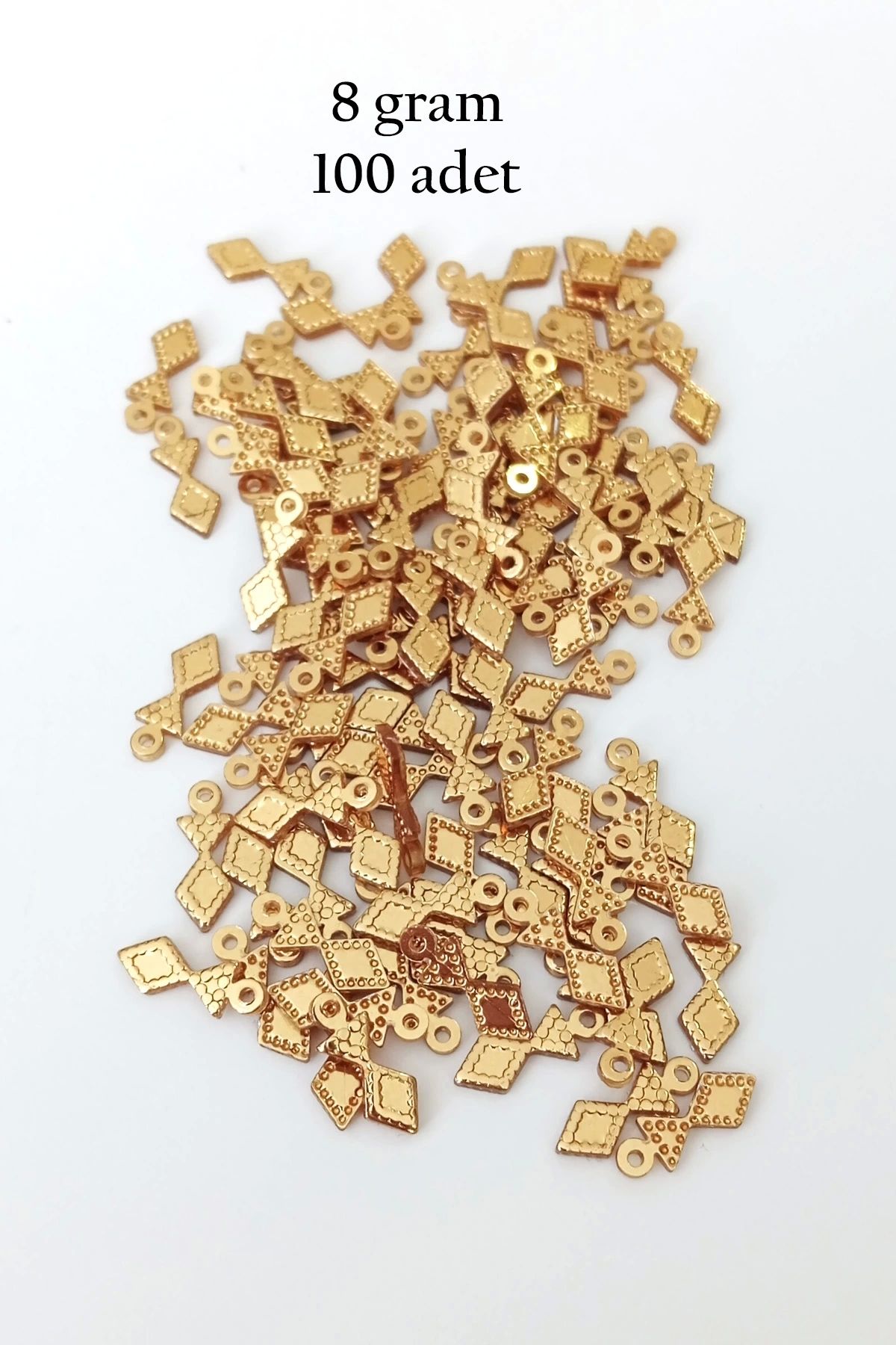 Royaleks Oya Abiye Bileklik Kolye Pleksi Metalik Plastik Pul Altın Renk 8 gram 100 adet - BNC476