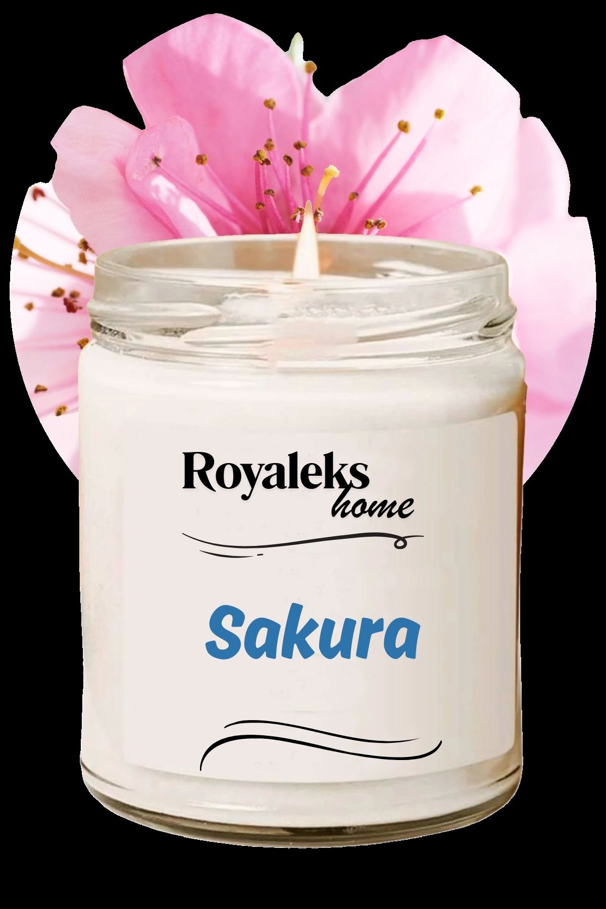 Royaleks Doğal Özel Seri Kokulu Dekoratif Kavanoz Mum 210 cc - Sakura - RYL