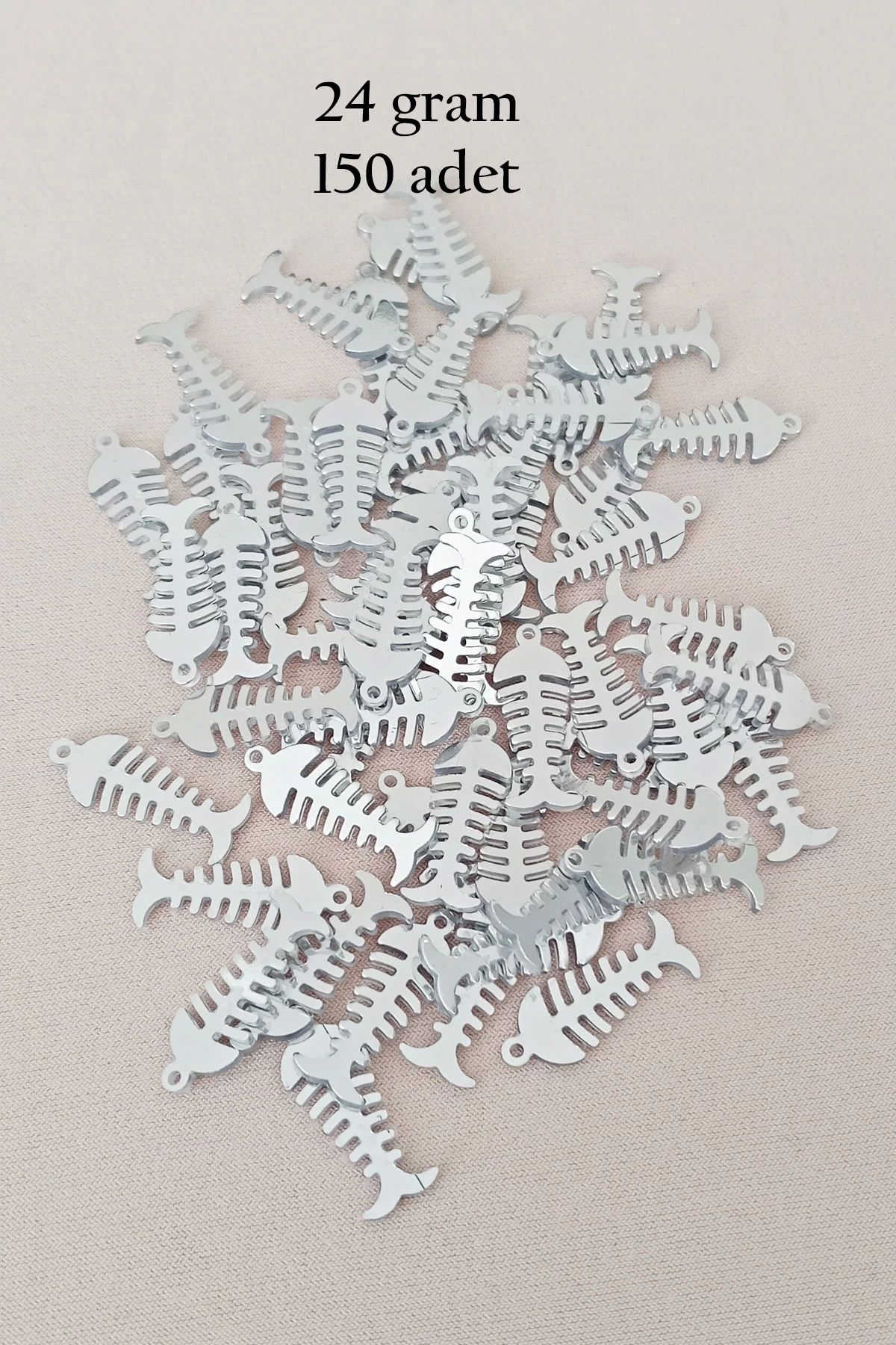 Royaleks Oya Abiye Bileklik Kolye Pleksi Metalik Plastik Pul Gümüş Renk 24 gram 150 adet - BNC589