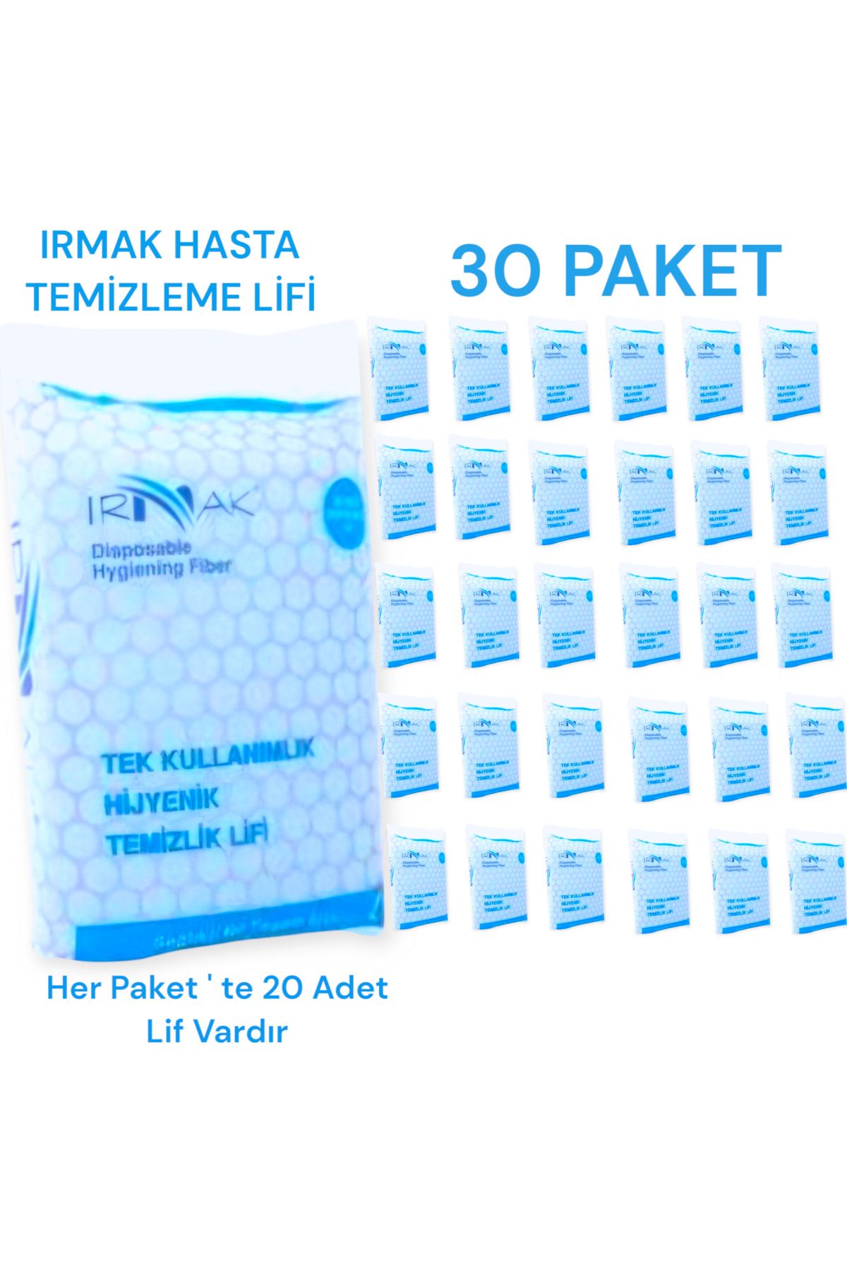 Irmak HASTA TEMİZLEME LİFİ ( 30 PAKET ) Hasta Banyo / Hasta Temizlik / Hasta Bakım