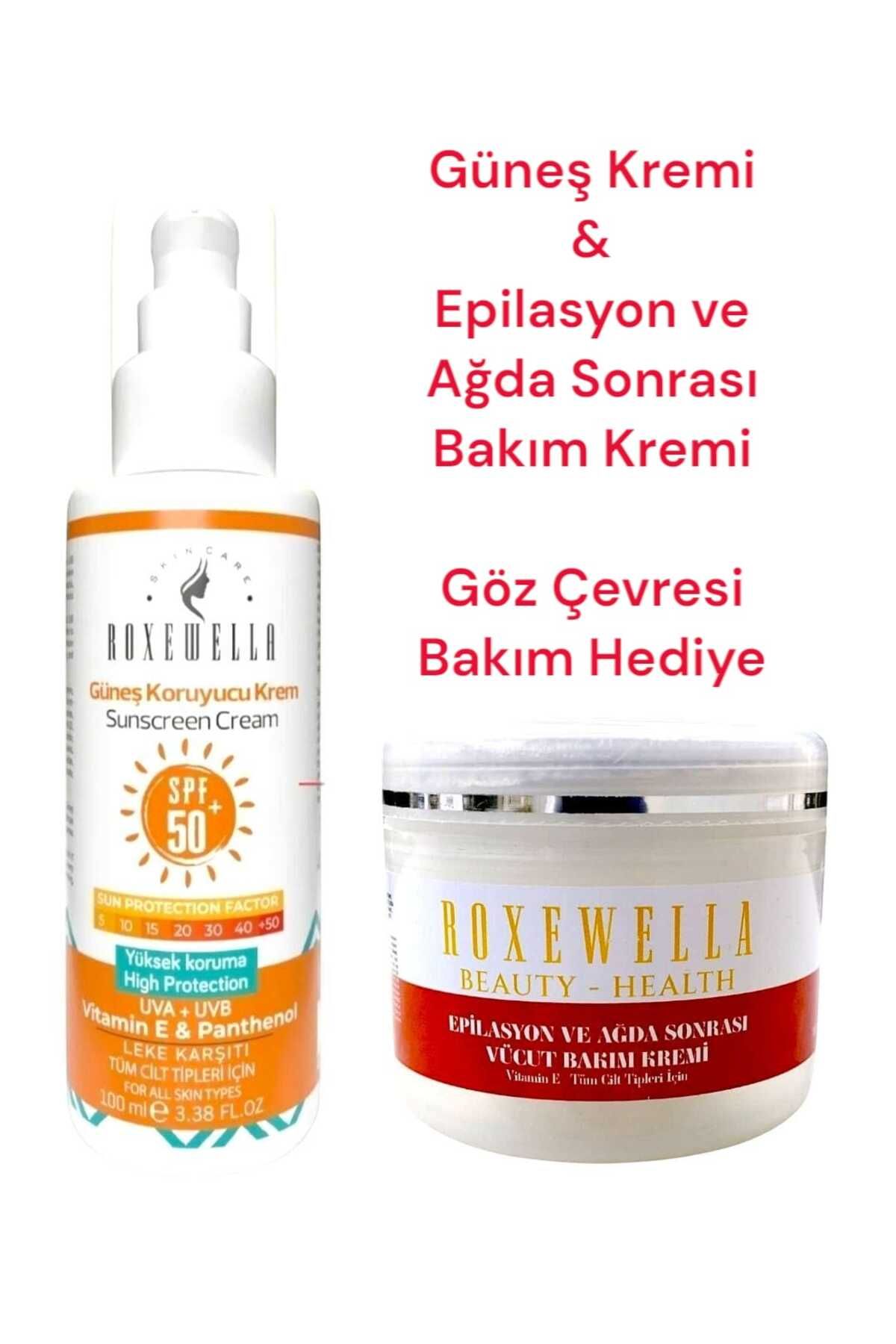 ROXEWELLA Güneş Kremi 100ml +50 spf Leke Karşıtı - Epilasyon ve Ağda Sonrası Bakım Kremi