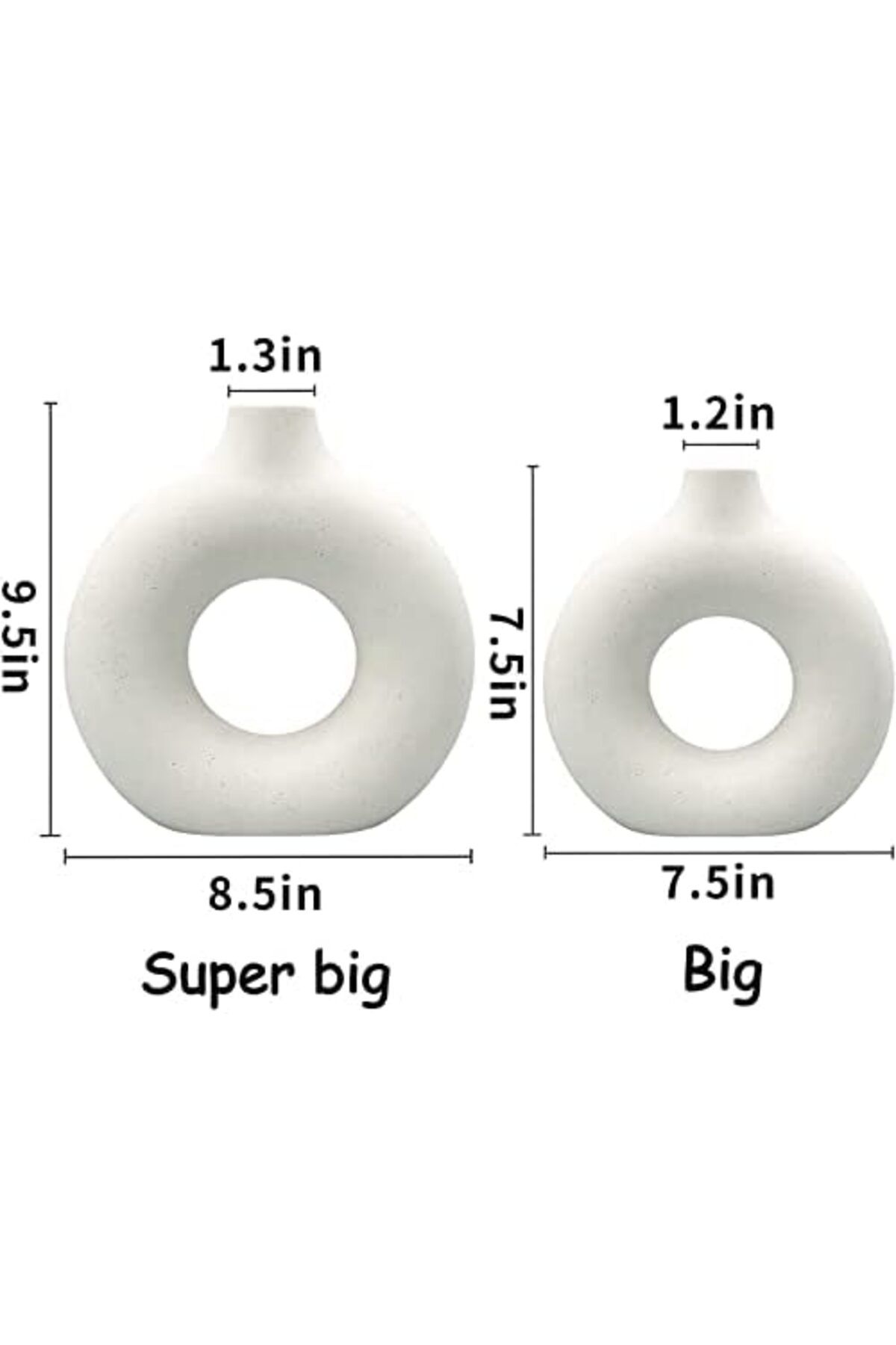Generic-ARCHAEOPTERYX Set of 2 White Ceramic Vase, Round Matte Pampas Flower Vases Minimalist Nordic Boho In 6