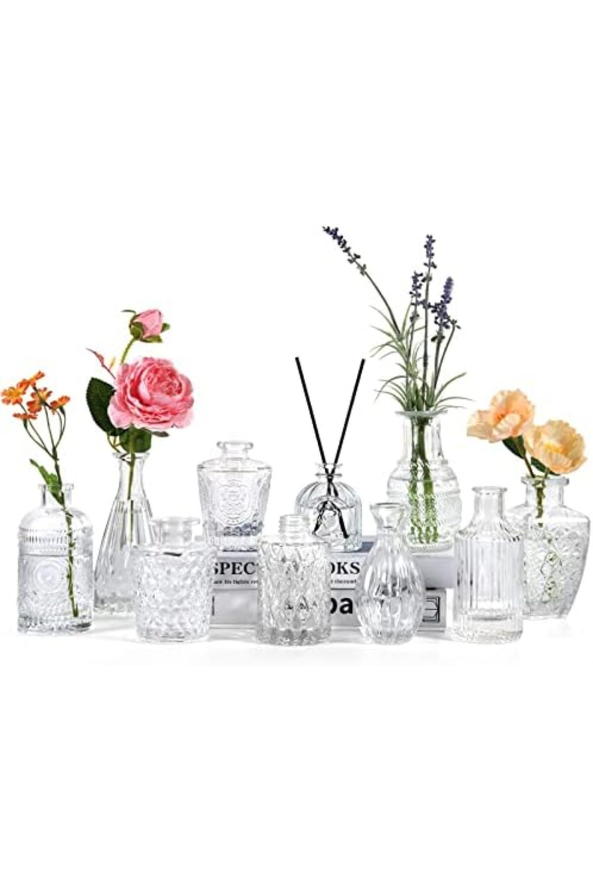 Generic-O9 O-NINE Set of 10 Glass Bud Vases, Small Vases for Flowers, Clear Single Bud Vases in Bulk, Mini D 2