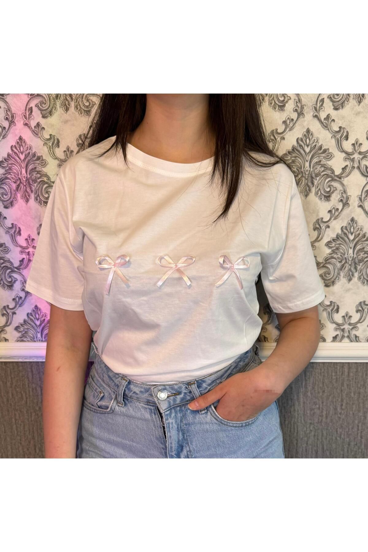 LASVİKA kadın fiyonk detaylı tshirt