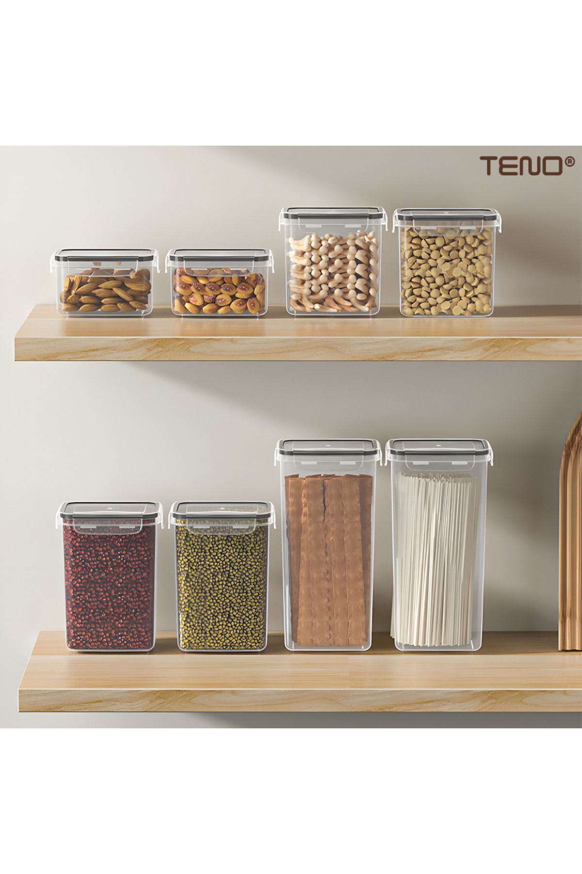 Teno-Set 42 Recipiente pentru Depozitare Alimentara Teno®, fara BPA, diverse dimensiuni, transparent 11