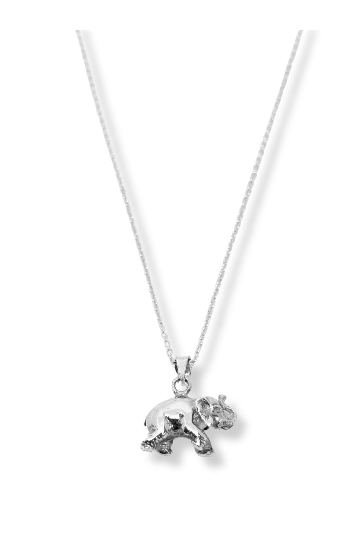 oya silver Üç Boyutlu Gümüş Fil Kolye 2x2CM