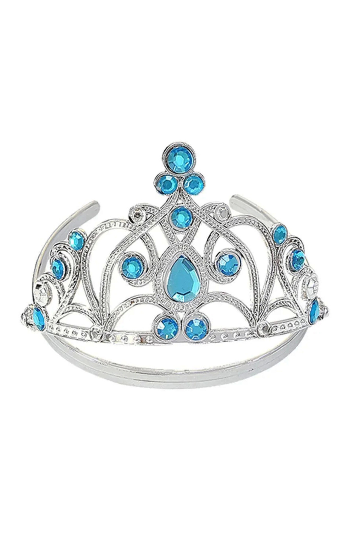 AyrStore Mavi Taşlı Elsa Çocuk Tacı Prenses Tacı Kraliçe Tacı 16x14 Cm