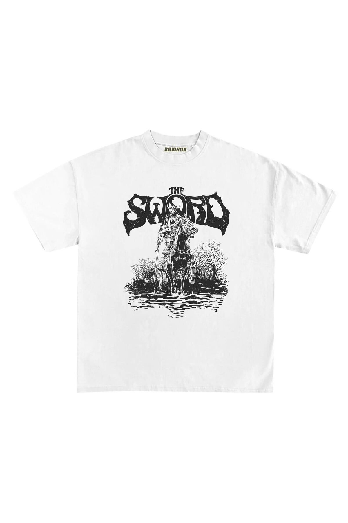 RawNox Unisex Bol Kalıp Relax Sword Baskılı T-shirt