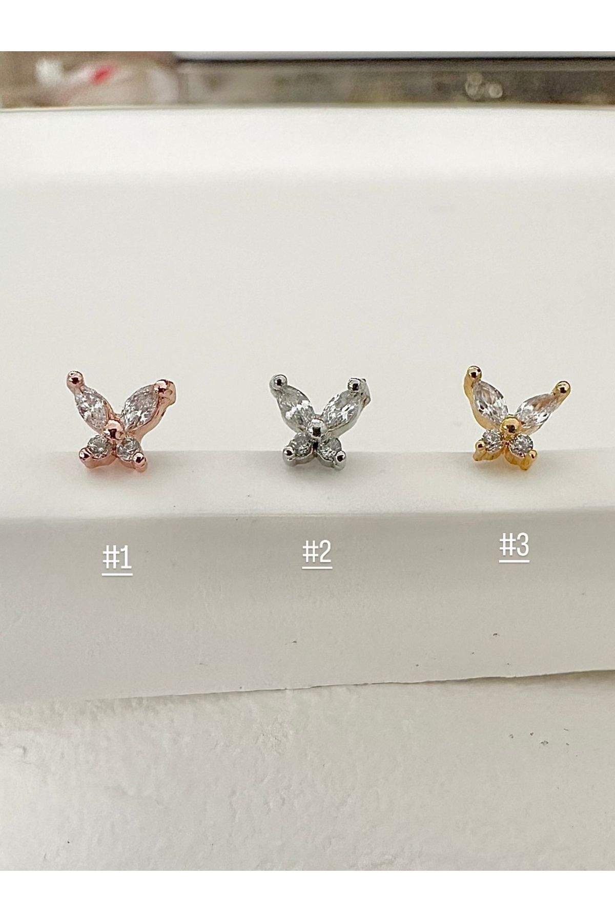 My Bellas Jewels Cerrahi Çelik 1 Adet Tragus Kelebek Piercing, Helix, Flat, Conch, Lobe