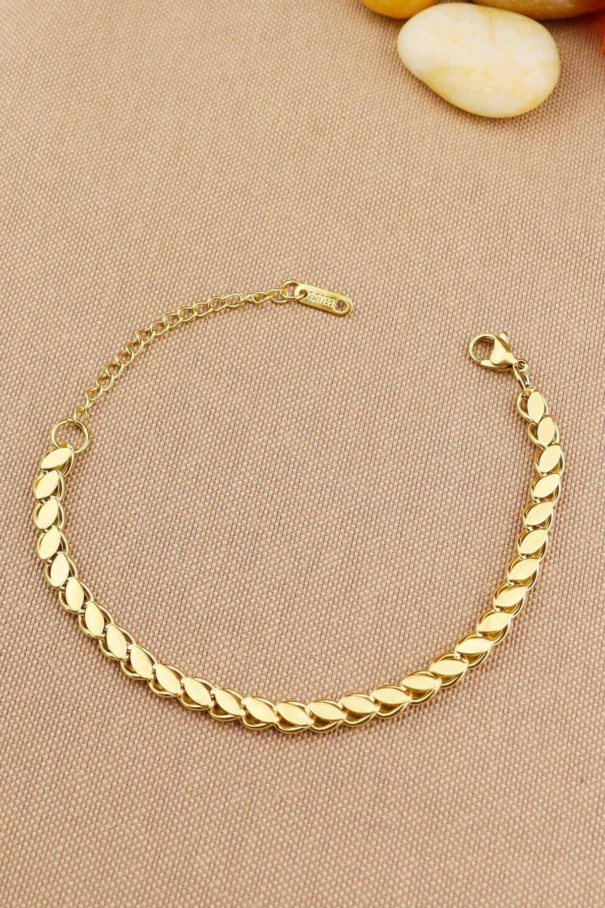 soleah Arpa Çelik bileklik - 316 L Paslanmaz Çelik Gold Bileklik 17+5cm