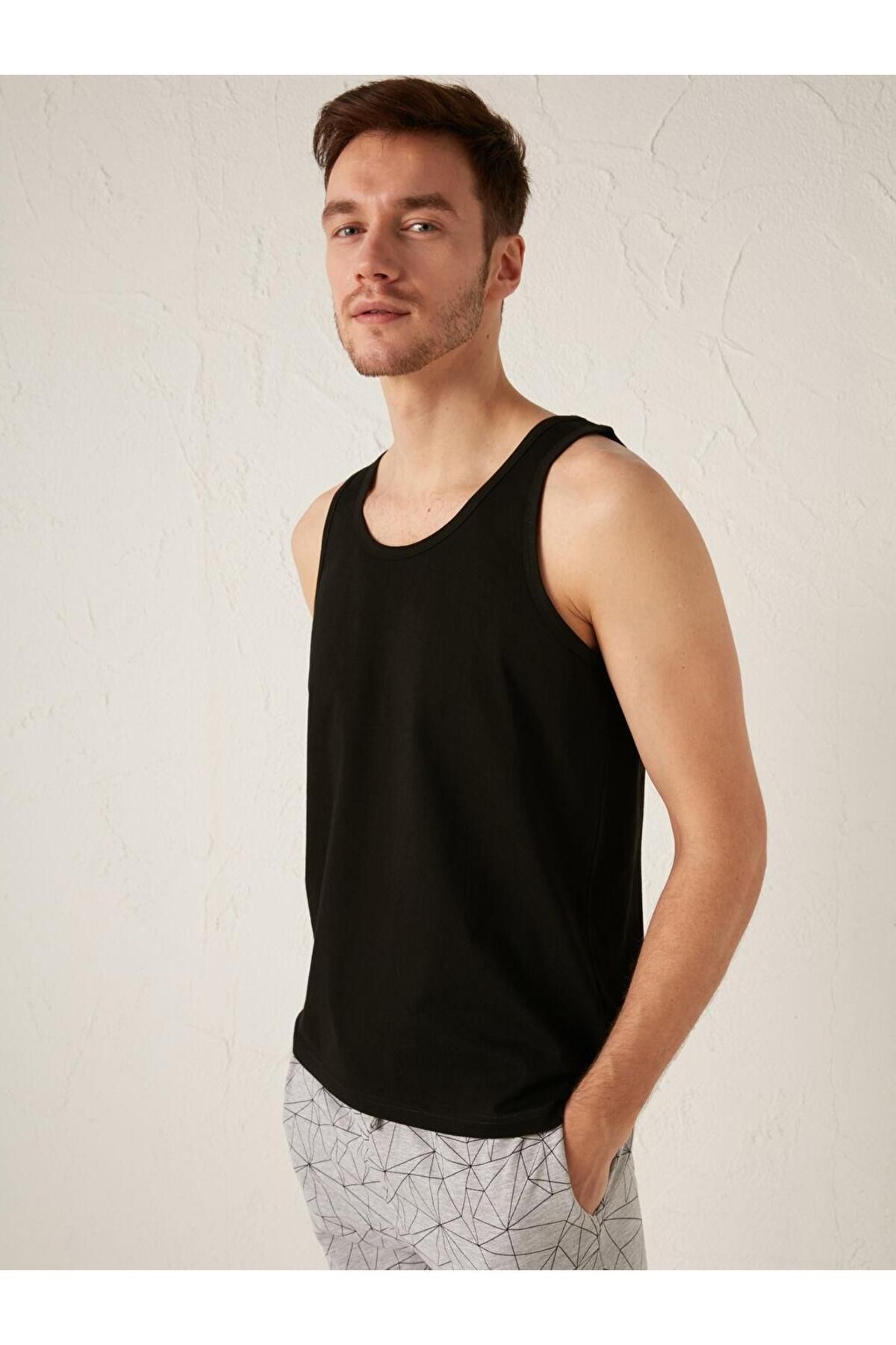 LC Waikiki-Ανδρικό εσώρουχο U Neck Basic βαμβακερό 2 τεμαχίων (S1) 2