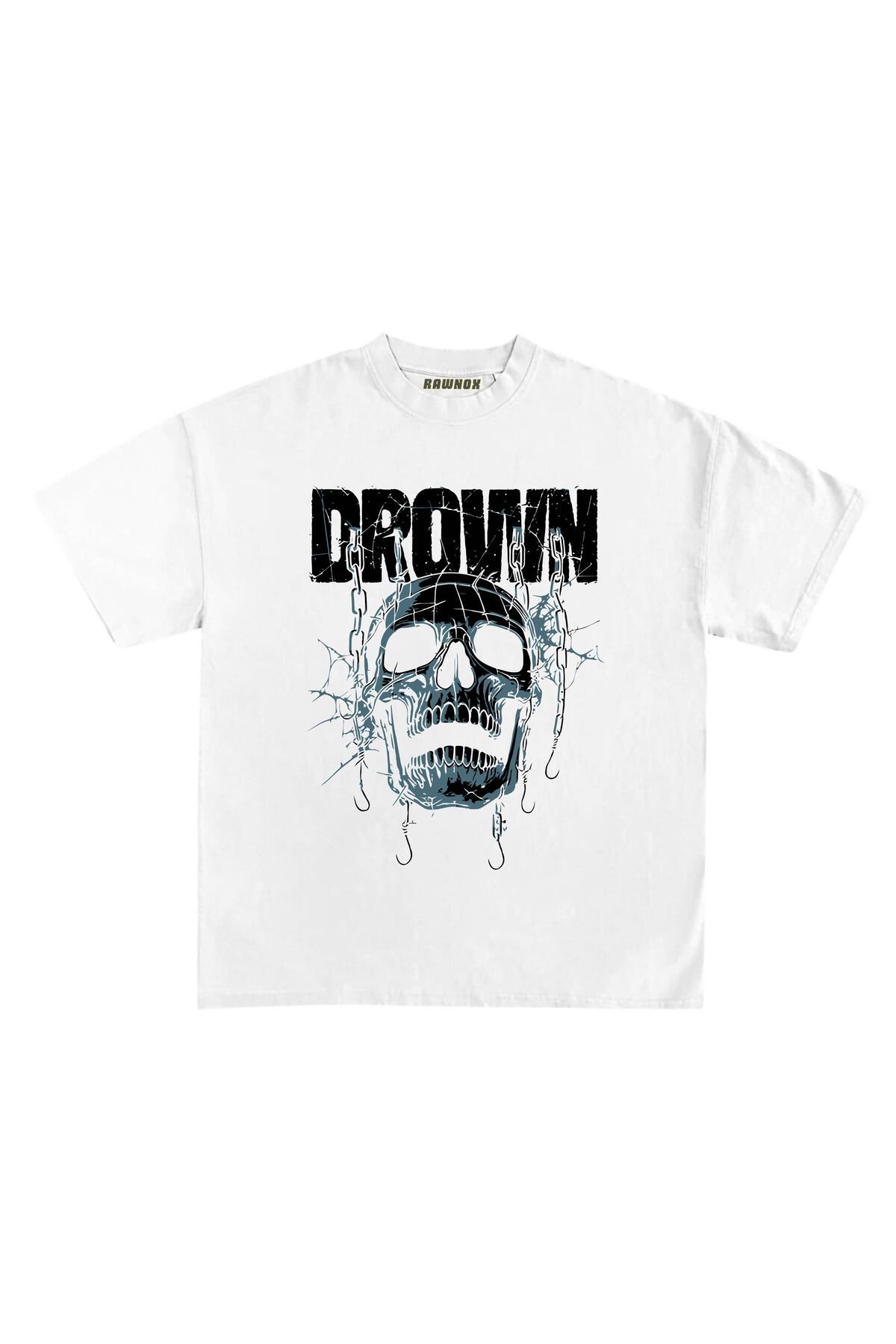 RawNox Unisex Bol Kalıp Relax Drown Baskılı T-shirt