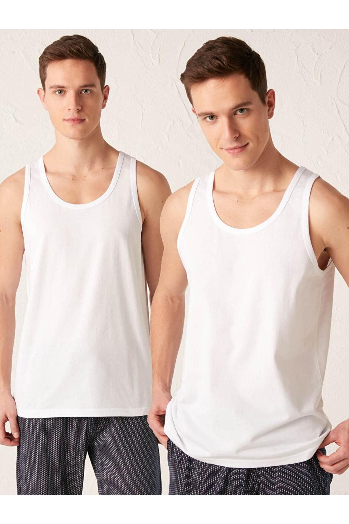 LC Waikiki U Yaka Basic Pamuklu Erkek Atlet 2'li (S1)