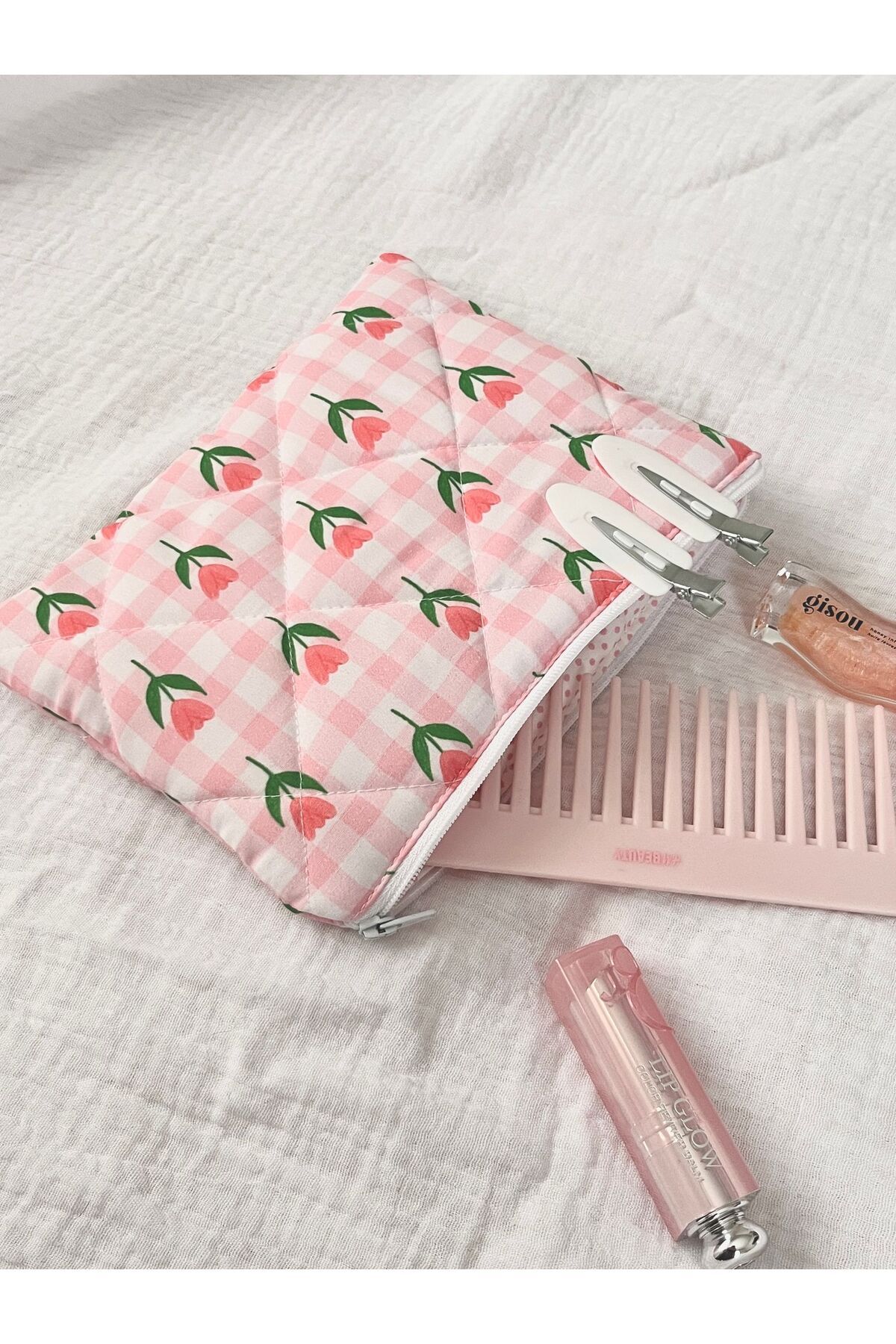 Lulishop Pink Tulip Makyaj Çantası - Çanta İçi Düzenleyici
