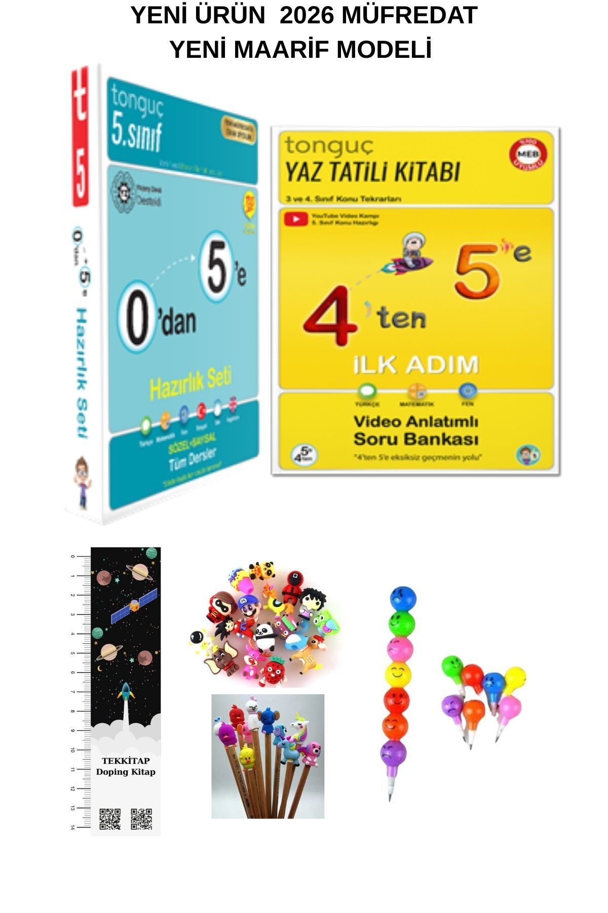 Tonguç Yayınları Tonguç 0'dan 5-4'ten 5'e Yaz Tatili Kitabı İlk Adım SETİ (3 KİTAP )(UZAY A.+EMOJİ K.+KALEM B.)2026