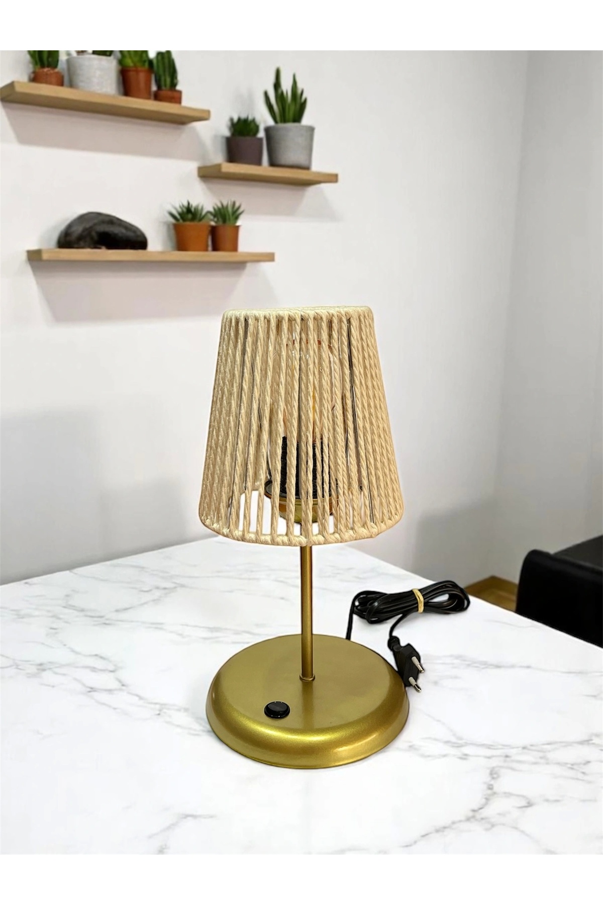 CONANA-Lyris Macrame Drawstring Mini Lampshade Ecru (2 Meter Cord Included) 1
