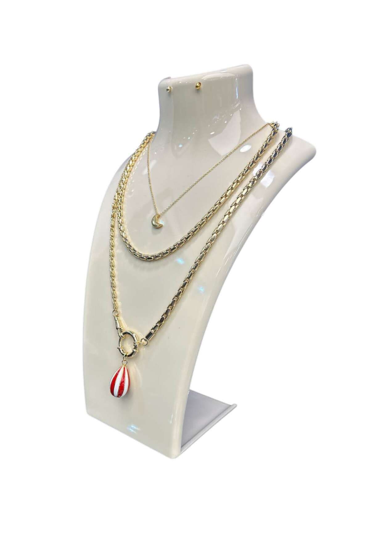 STAND MARKET Kolye Standı Akrilik -Takı Teşhir ve Saklama Standı Krem 19x30 cm