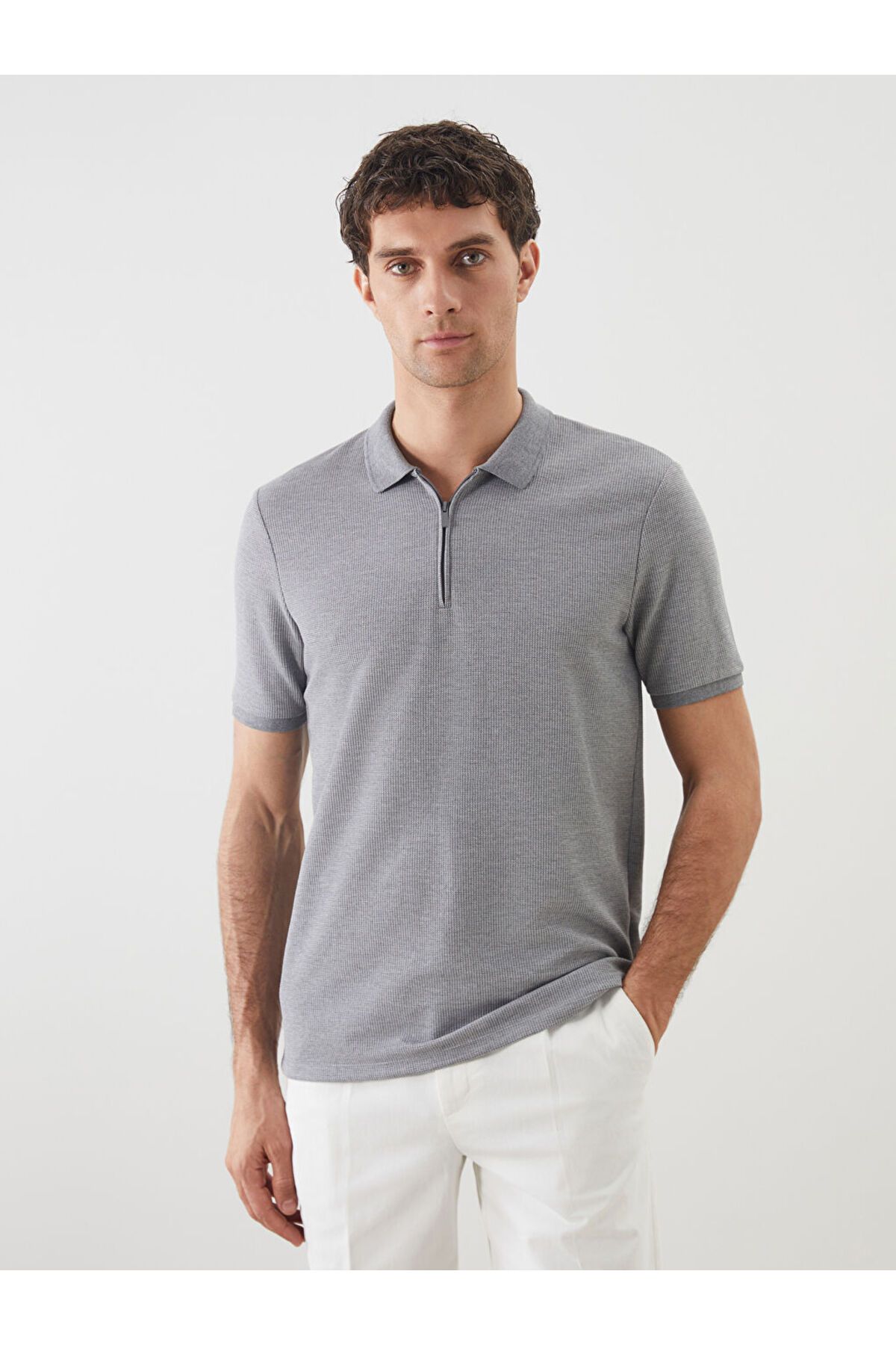 LC Waikiki SOUTHBLUE Gri Polo Yaka Kısa Kollu Erkek Tişört S5FH92Z8NVY25