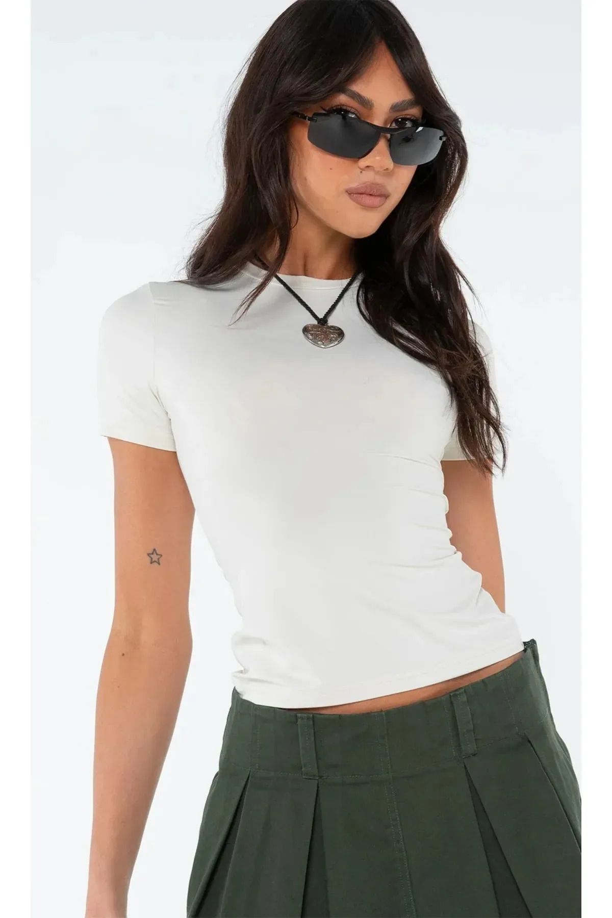 ÖZGESTORE Bisiklet Yaka Basic Kısa Kollu Esnek Body