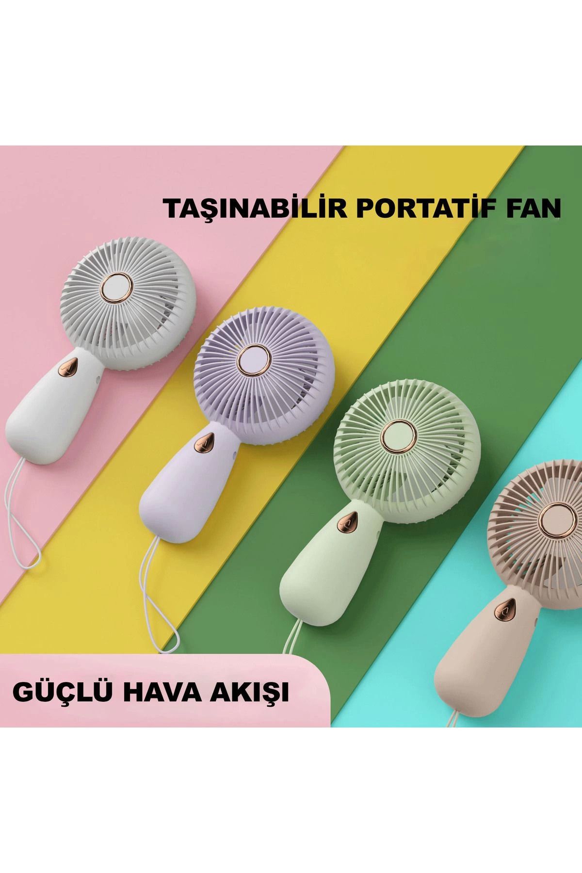 ÖYKÜ VE YİĞİT Mini Vantilatör Şarjlı Yüksek Fan Gücü Tutmalı Fan Mini Fan Vantilatör Işıklı Vantilatör