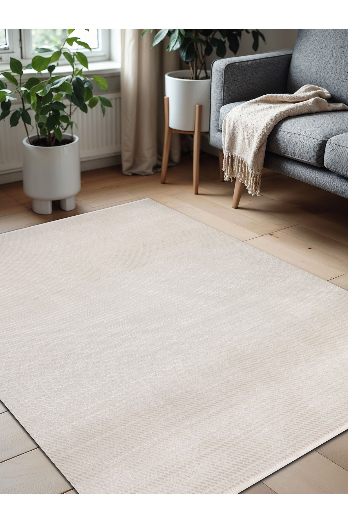 LIBRAHOME Krem Yumuşak Dokulu Makine Halısı Tozumaz Saçaklı Yolluk Çocuk Oturma Odası Salon Mutfak