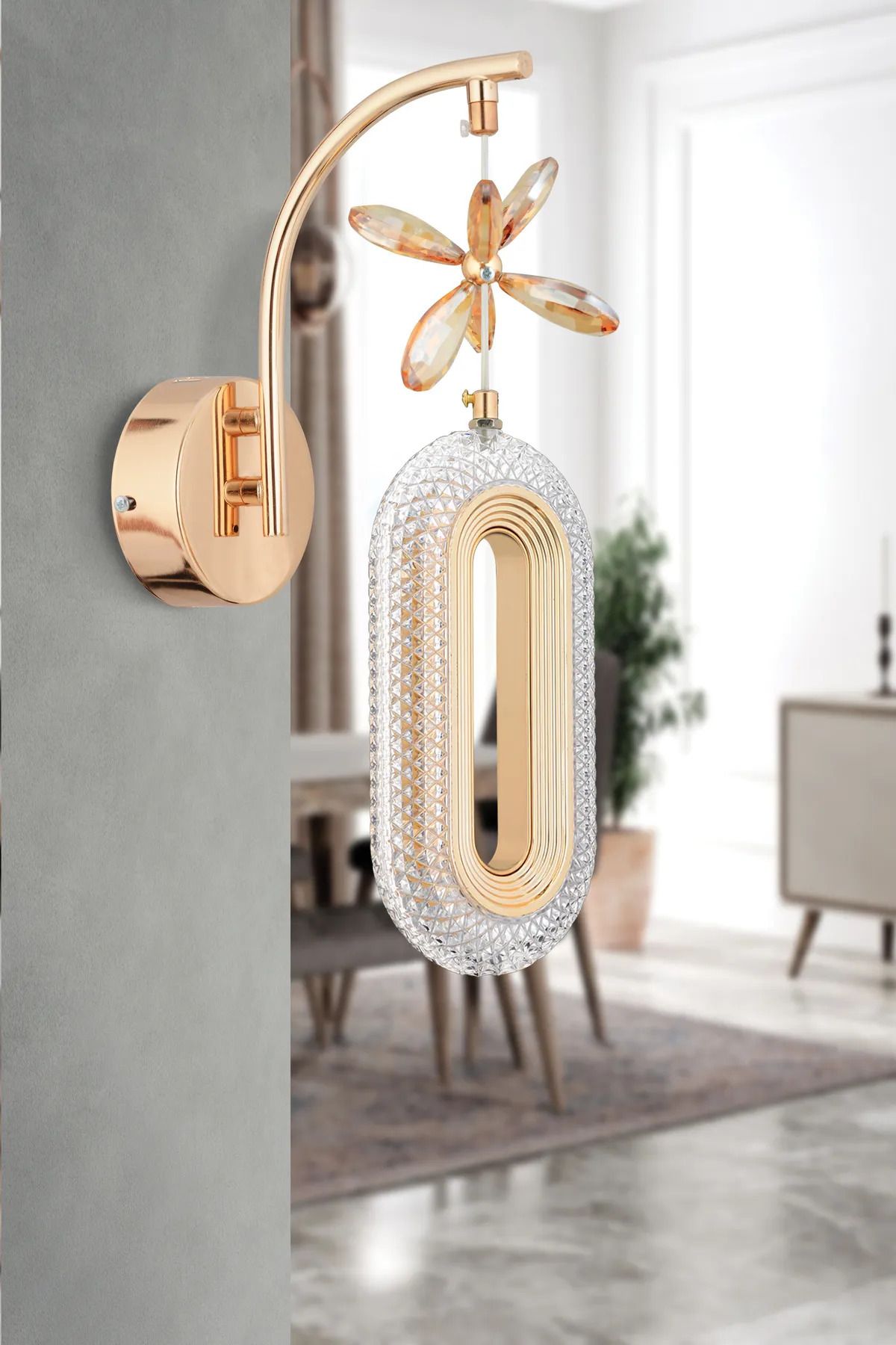 Nova Lighting Alfa Tekli Gold Kristal Taşlı Aplik 3 Renk Modu