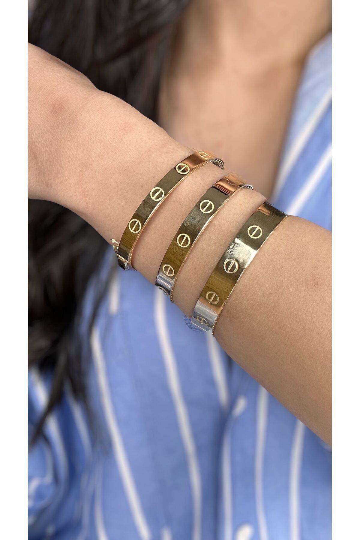 NEW'ORO JEWELRY VİDALI KLASİK KELEPÇE BİLEKLİK
