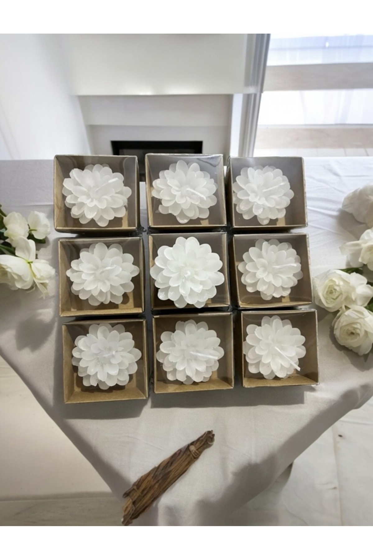 aralmini 12 Adet Kraft Kutulu Lotus Çiçeği Mum, Nişan, Düğün, Sünnet, Söz, Kına, Doğum Günü fotoğrafı 2 (önizleme)