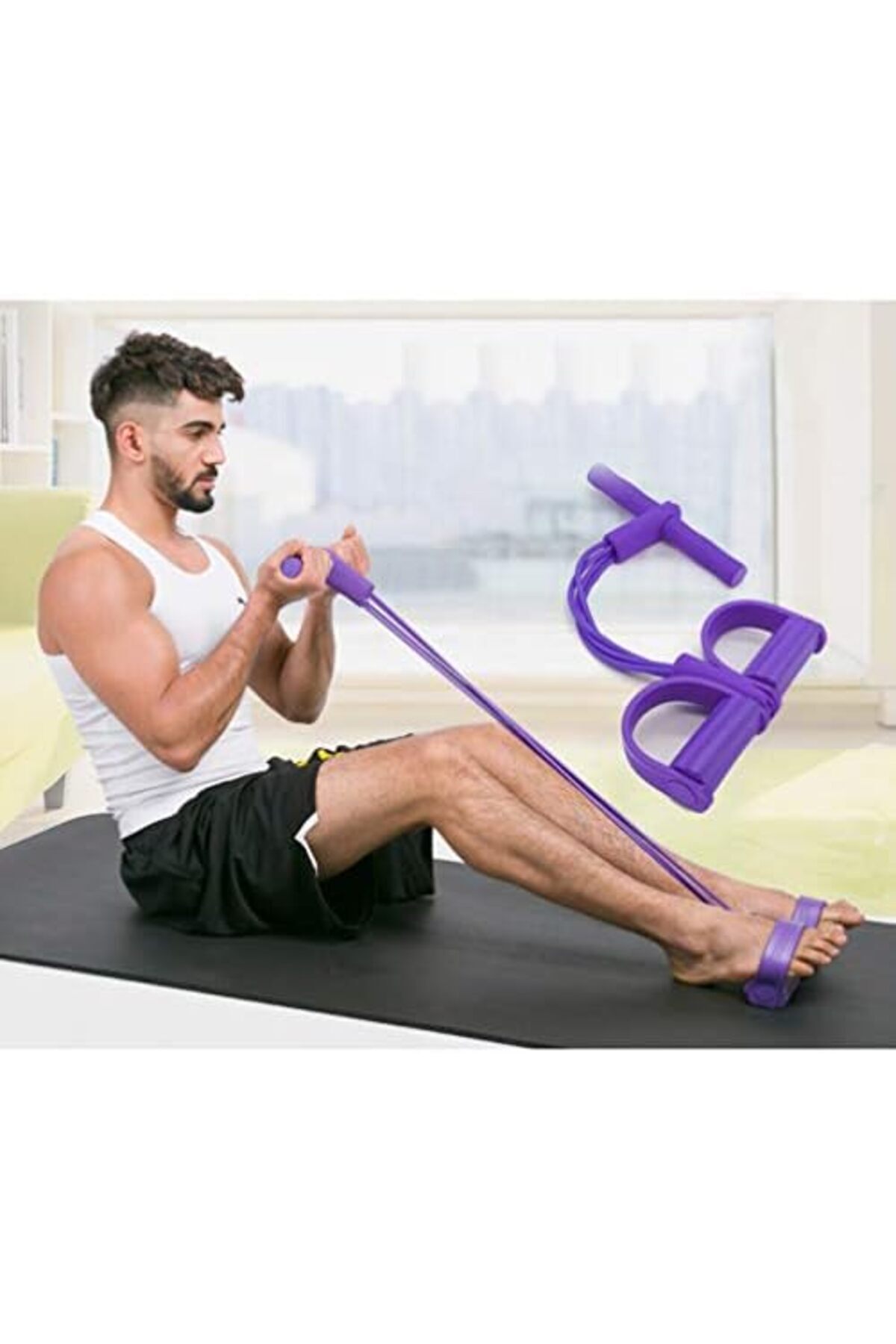 حبل مقاومة للياقة البدنية من مع شريط شد مرن للرجلين والفخذين والذراعين والظهر تومي