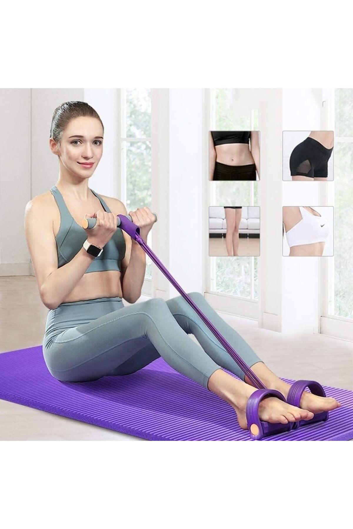 حبل مقاومة للياقة البدنية من مع شريط شد مرن للرجلين والفخذين والذراعين والظهر تومي