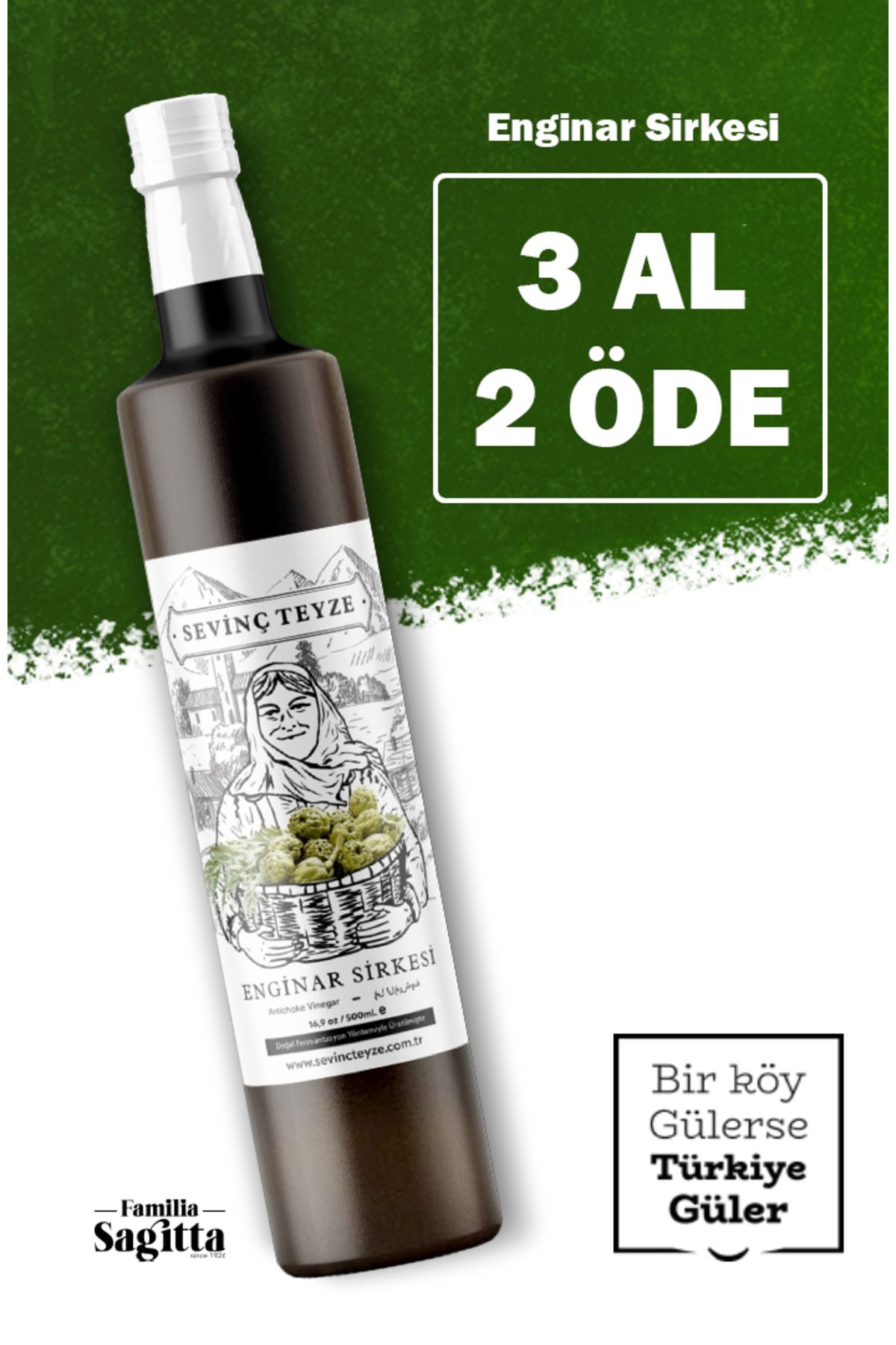 Sevinç Teyze Enginar Sirkesi Doğal Fermantasyon Artichoke Vinegar 500ml