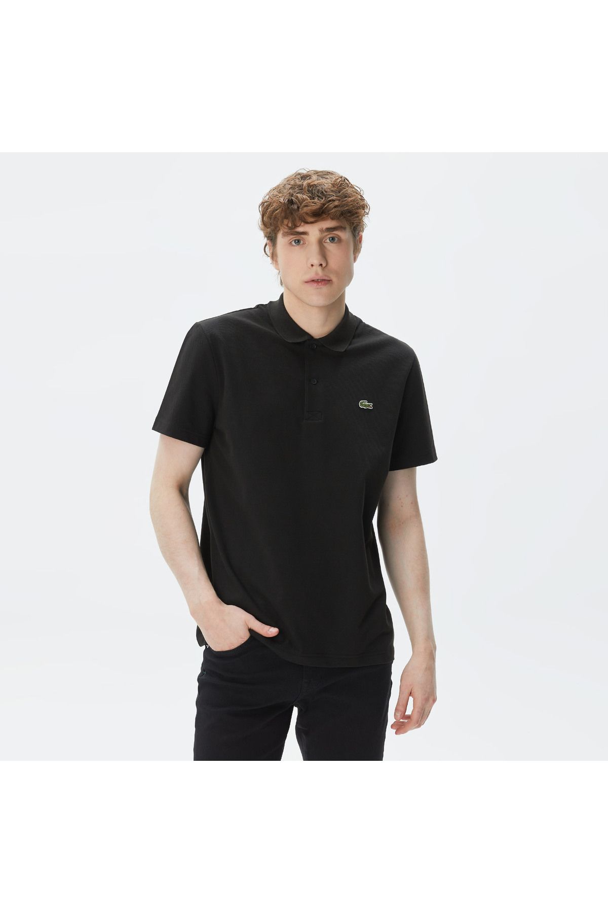 تی شرت یقه پولو مردانه چوگان مشکی مناسب اورجینال Lacoste