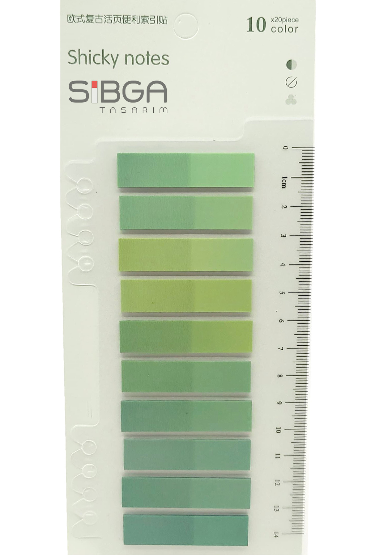 sibga tasarım Şeffaf Yeşil Renkli Postit Post-it Post It. Kitap Ayracı Ayraç Postit Sticker Not Kağıdı