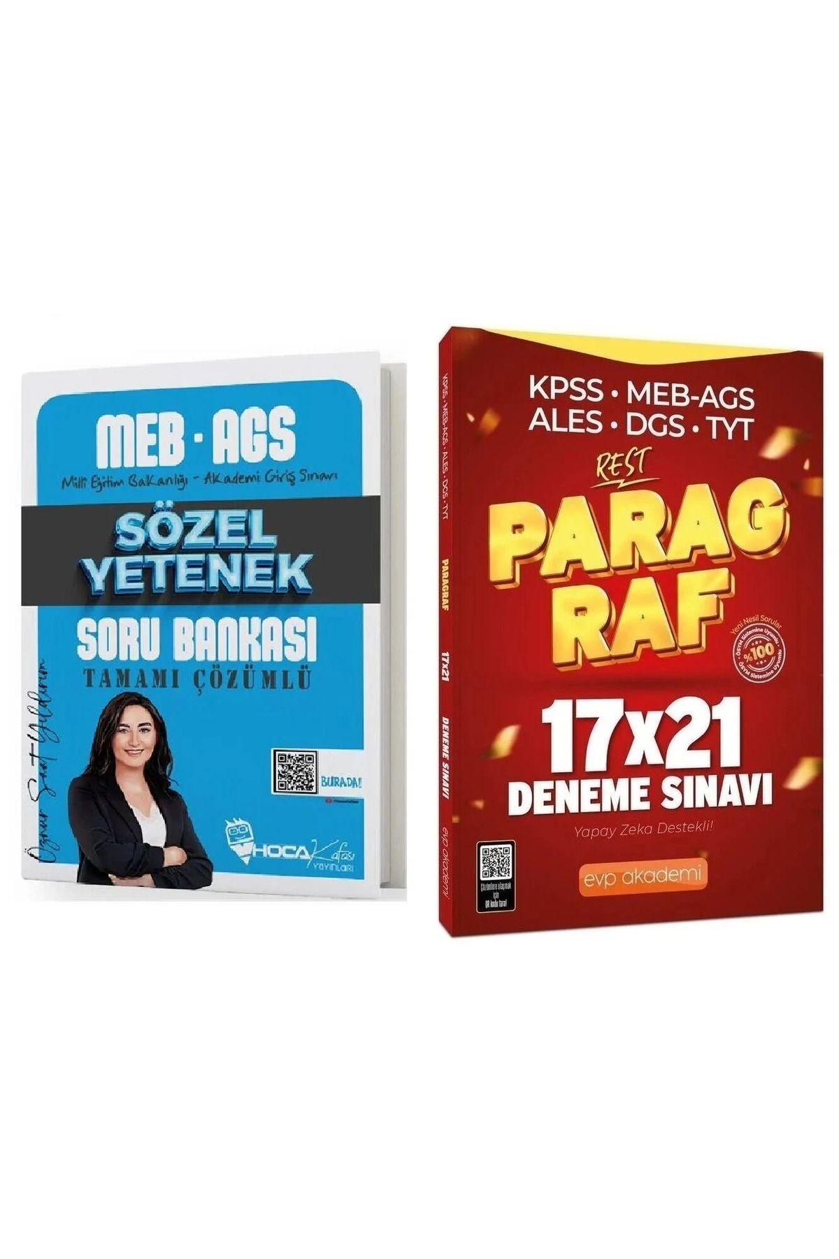 Hoca Kafası Yayınları Hoca Kafası + EVP Akademi 2025 MEB-AGS Sözel Yetenek Soru Bankası + Paragraf 21 Deneme 2 li Set - Öz