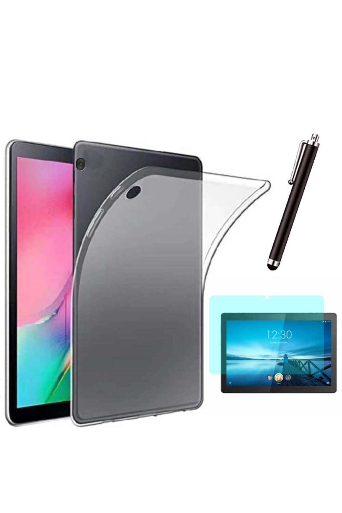 Smart Tech Lenovo Tab M10 TB X505F ve TB X605F Uyumlu Şeffaf Kılıf Cam Kalem Set