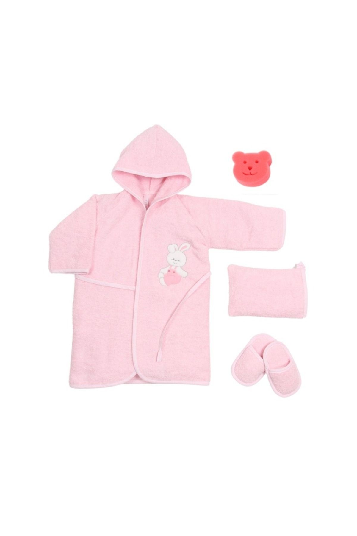 Babydo BD 1499 BABYDO DOKUMA BORNOZ 4LÜ SET MUTLU TAVŞAN KIZ