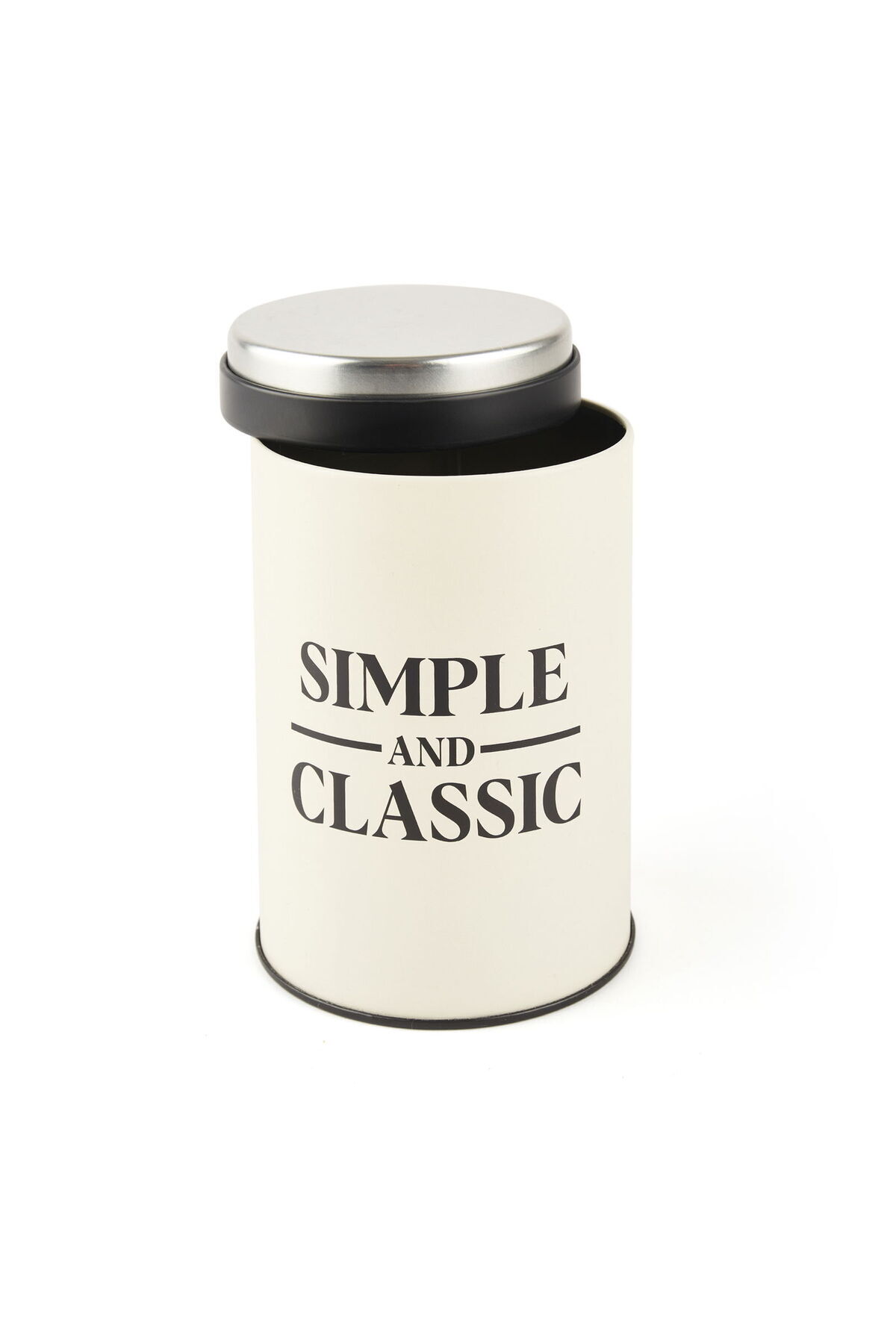 MATMEL-Simple Classic Metal Storage Container - Cream / Black - 570 ml 3