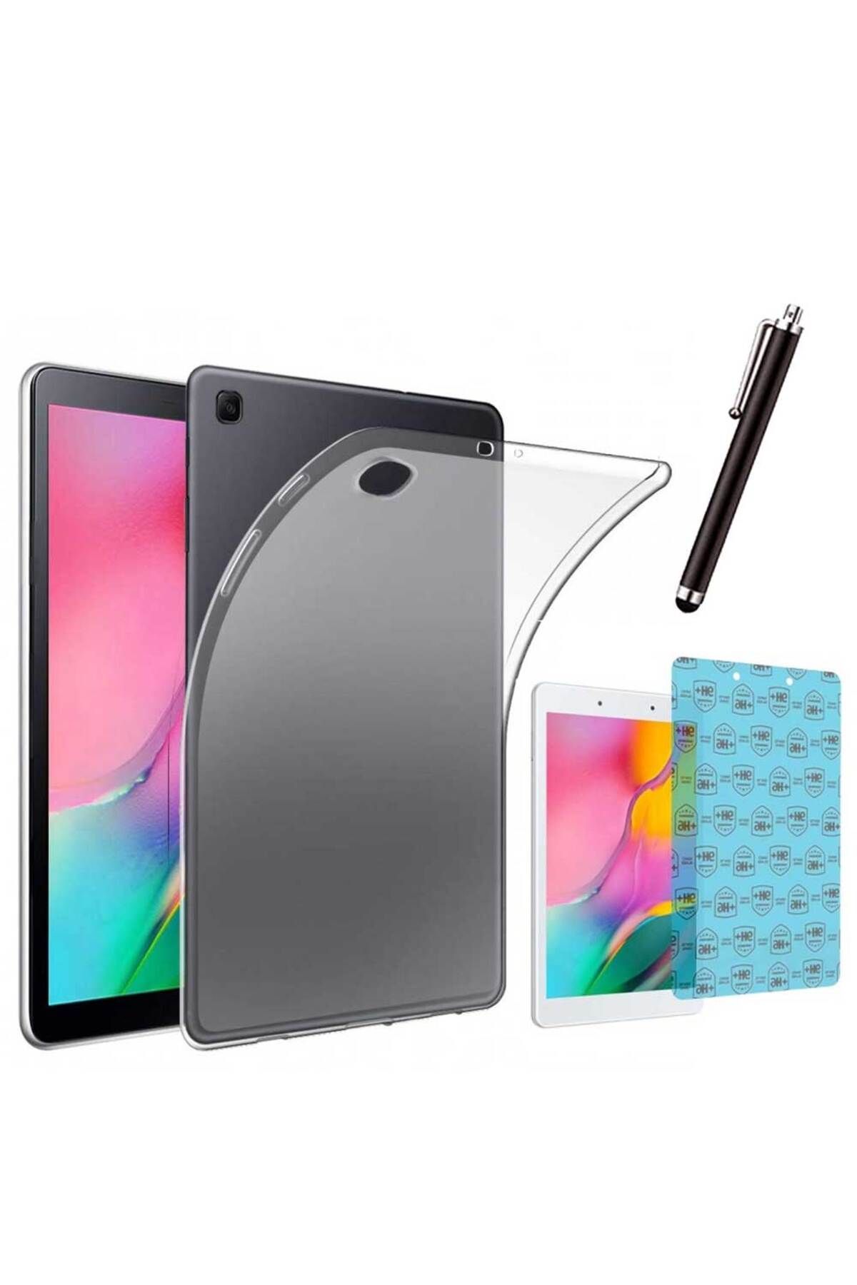 Smart Tech Samsung Galaxy Tab A SM T290 Uyumlu Şeffaf Kılıf Cam Kalem Set