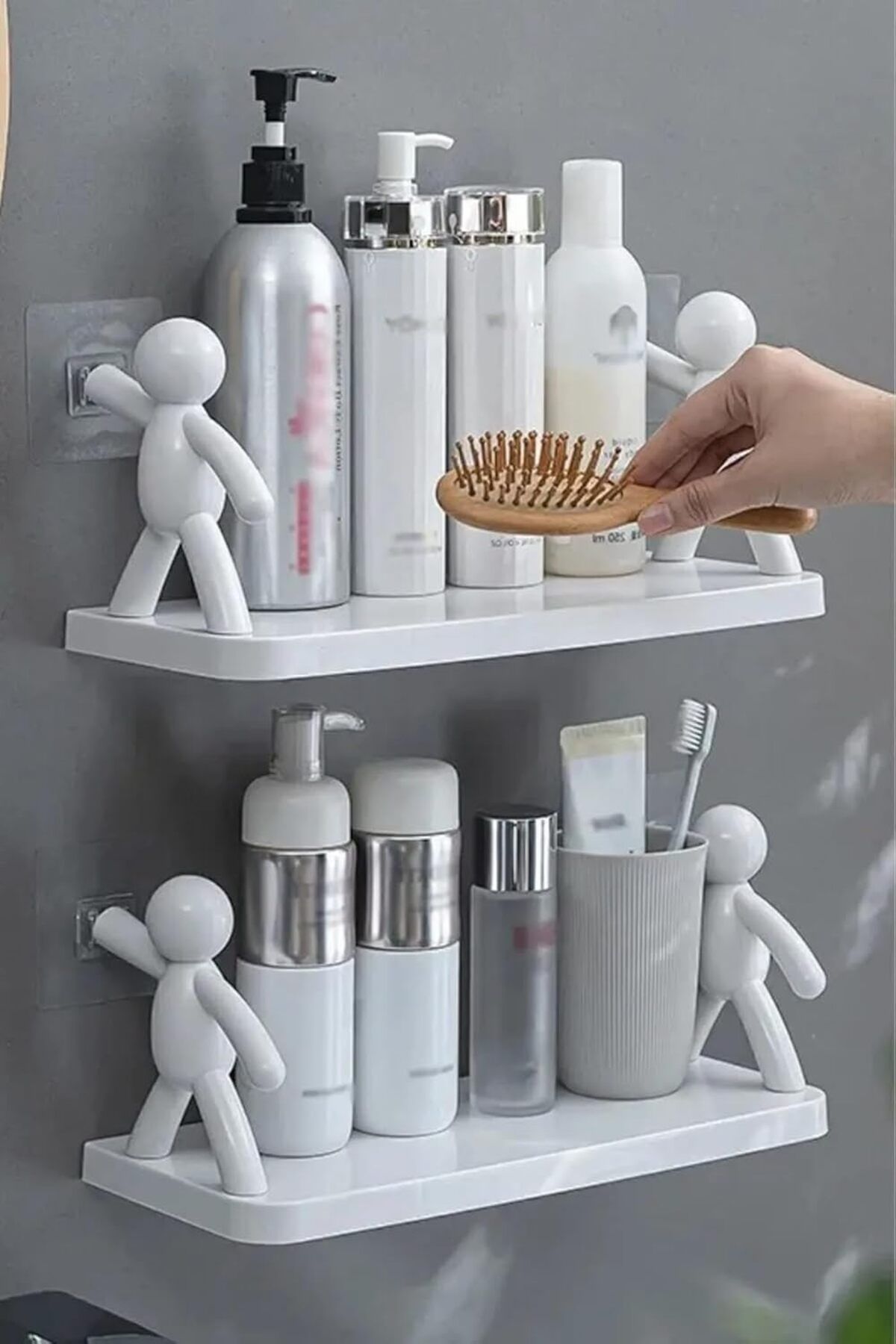 STOREMAX ELZ 3 lü Banyo Mutfak Organizer Şampuan Kozmetik Baharat Kavanoz Düzenleyici Yapışkanlı Raf Ç