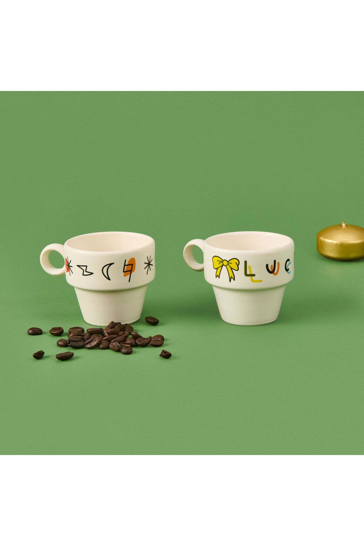 MATMEL Tasarım Lucky 2'li Espresso Fincanı - Renkli - 90 ml