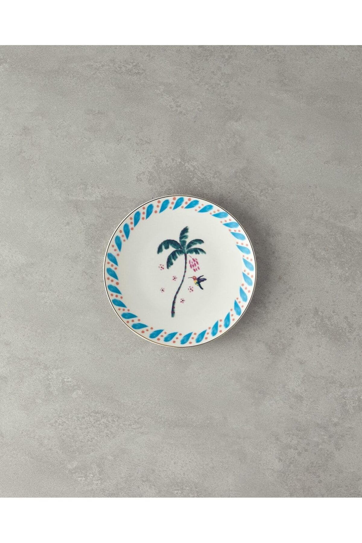 STOREMAX ELZ Home Carnival Palm Bone Porselen Pasta Tabağı 20 cm Mavi-yeşil FRNTR 1127478