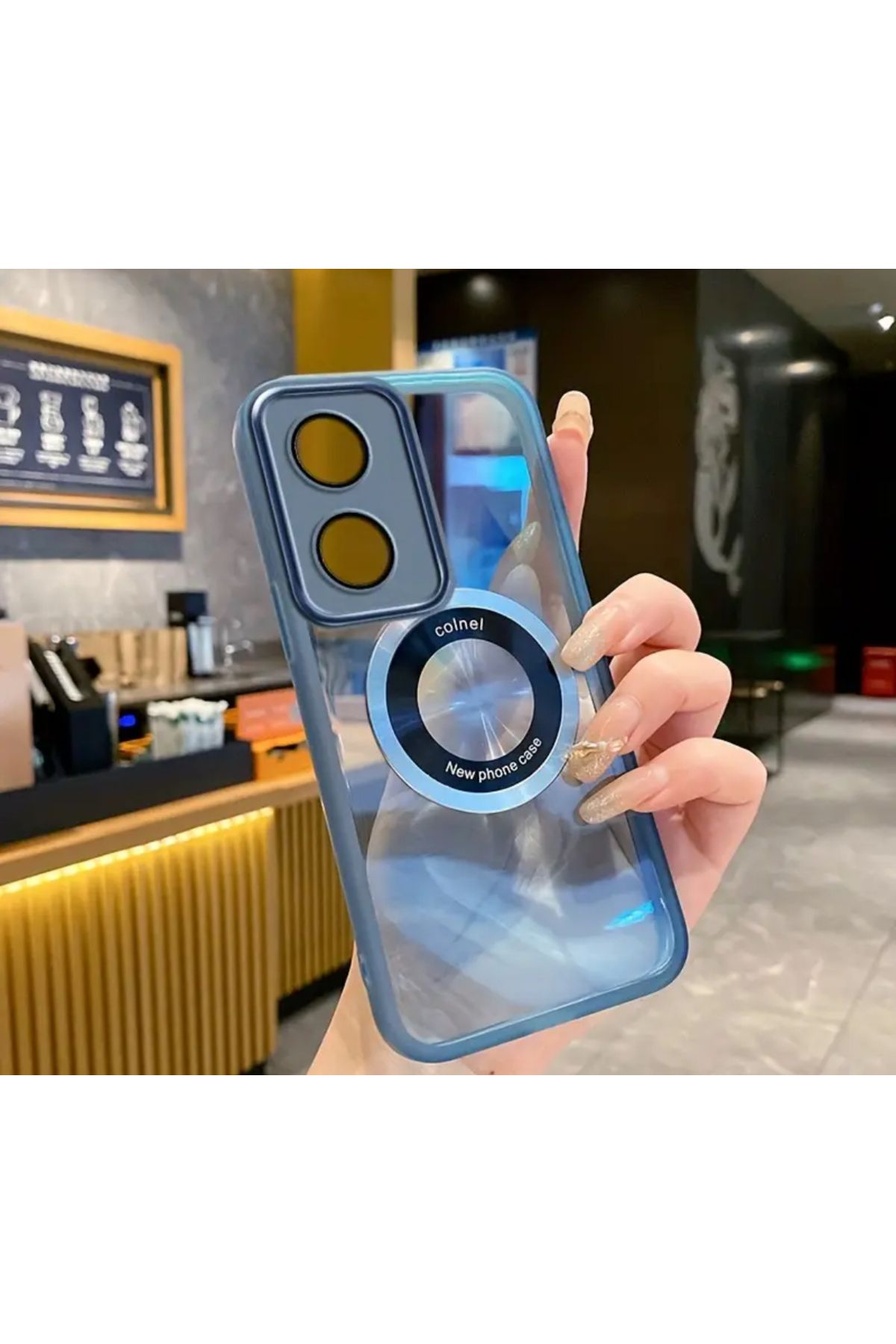 Store Oppo Reno 13F mavi Şeffaf Kamera Korumalı Magsafe Kılıf