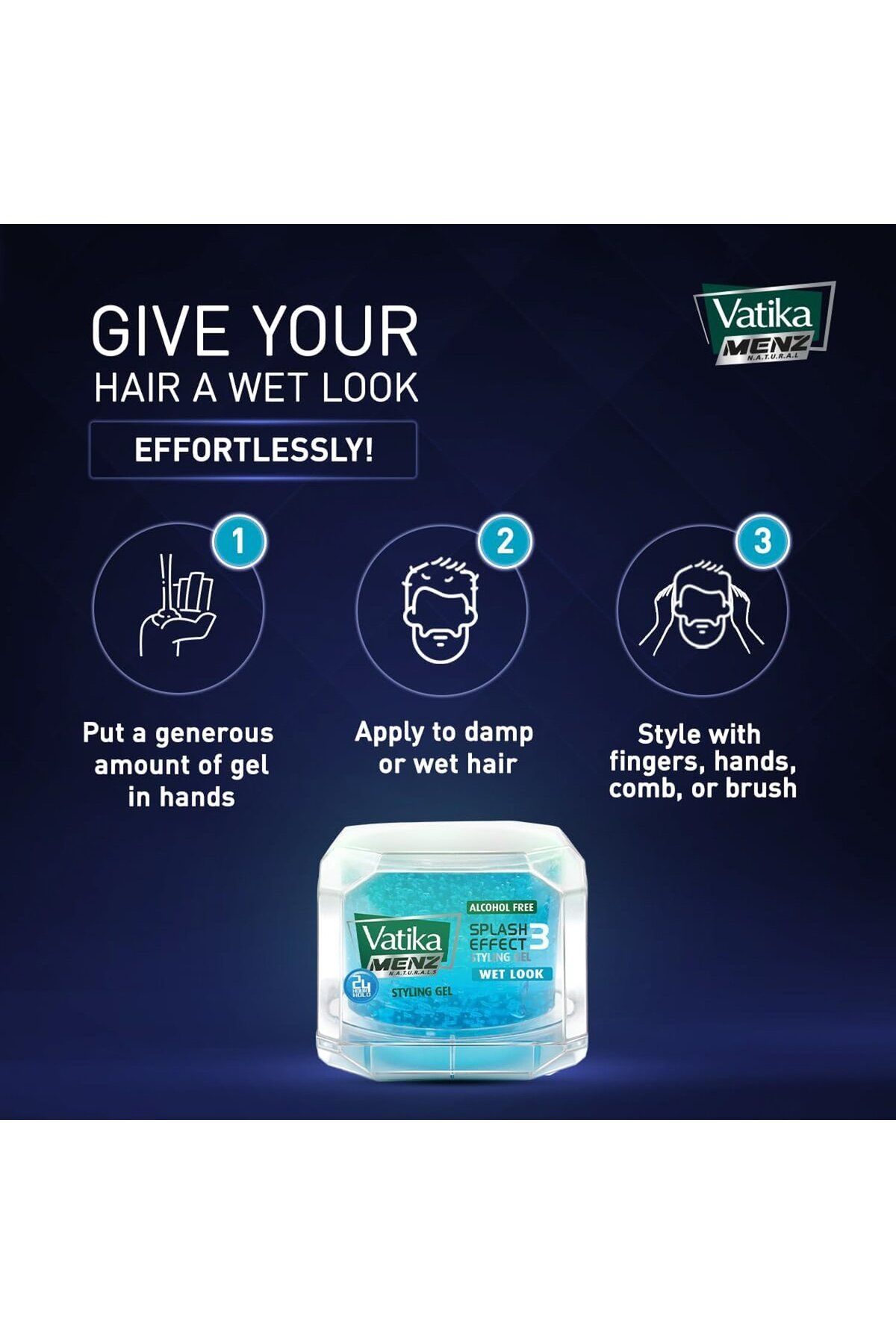 Dabur-Vatika Menz Wet Look Styling Gel Value Pack 2 X 200 ml Strong Hold, Non-sticky 5